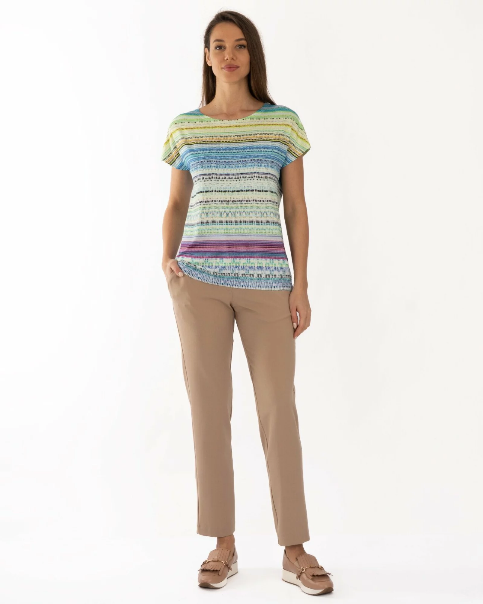 Tricou vâscoză elastan cu dungi