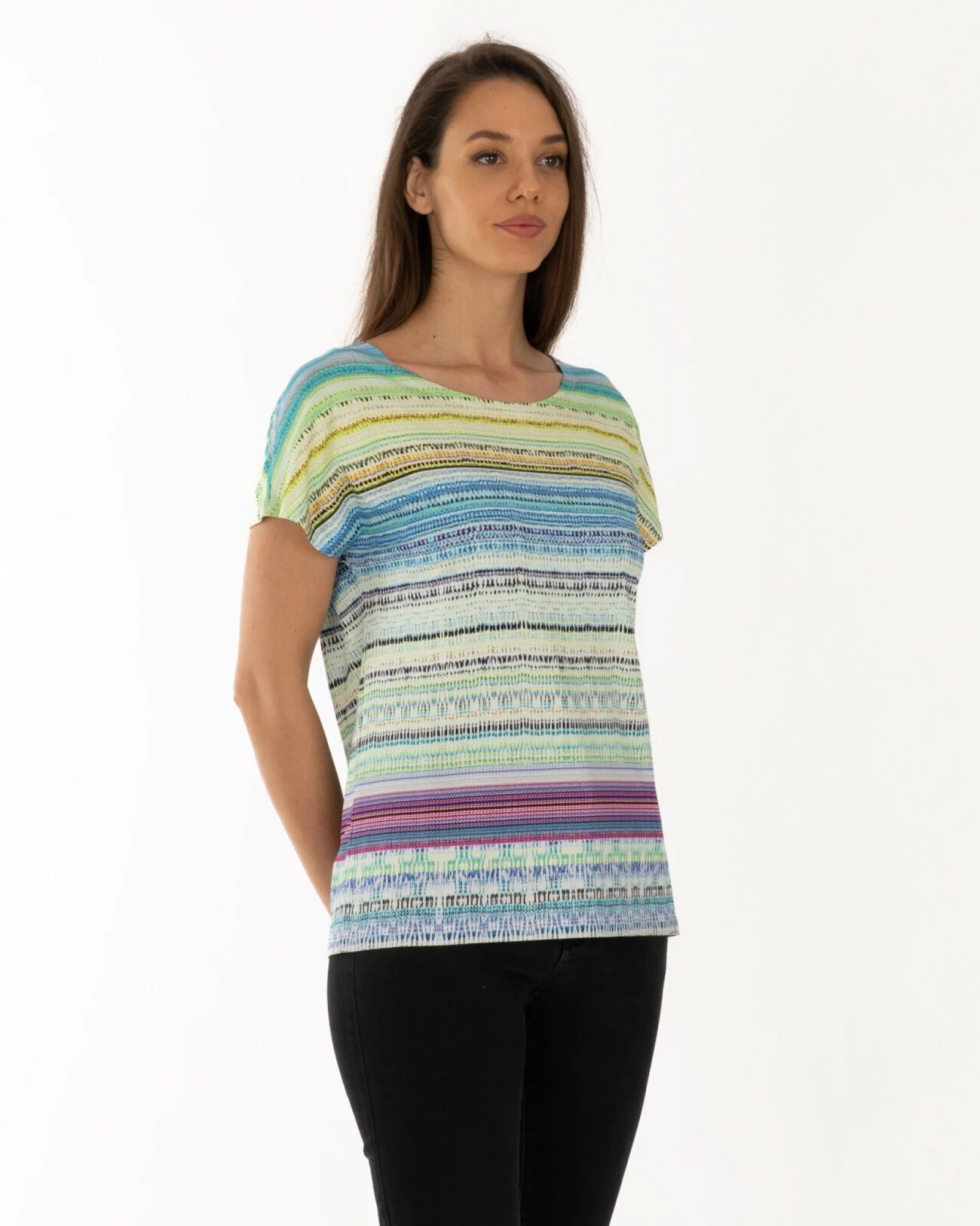 Tricou vâscoză elastan cu dungi