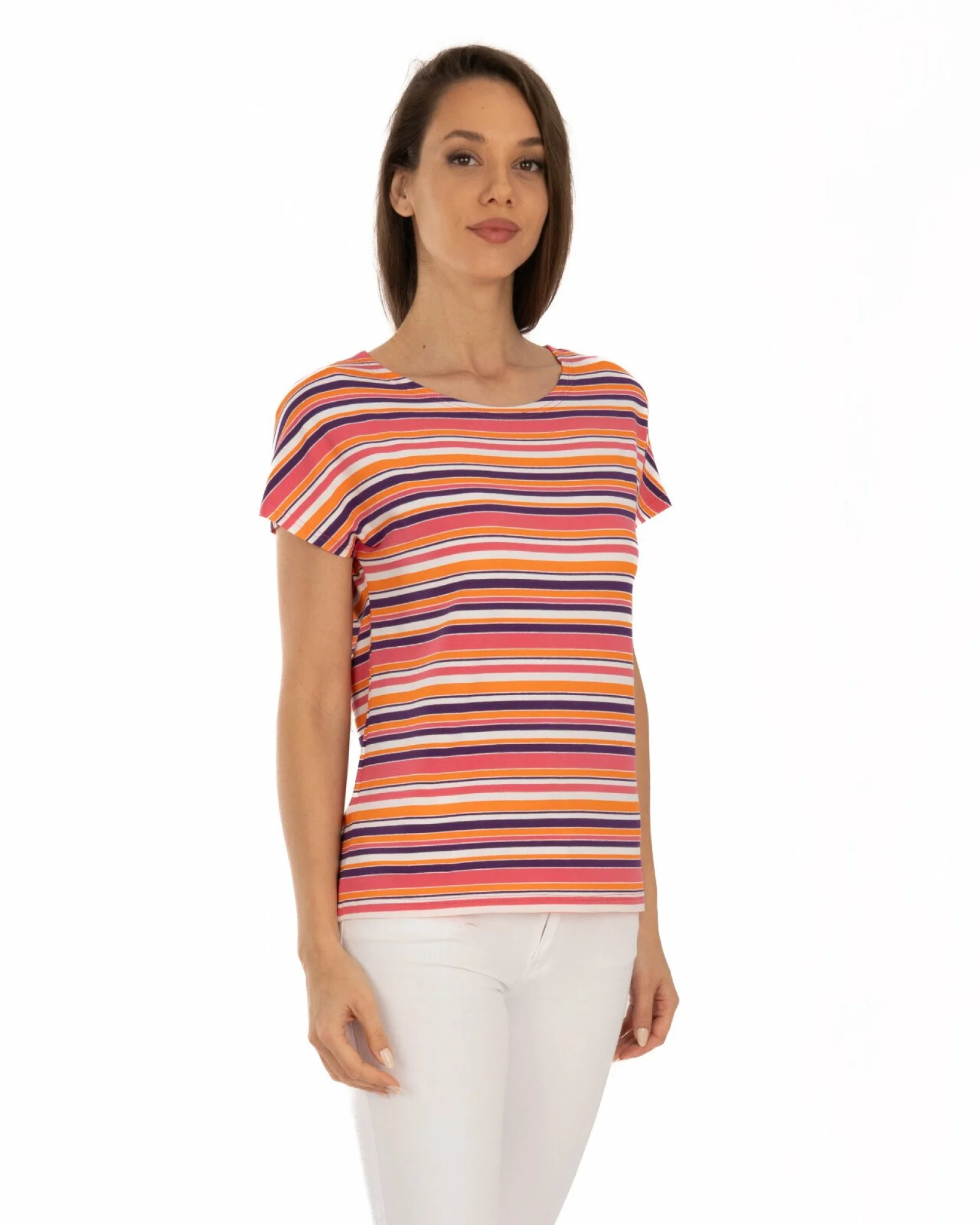 Tricou vâscoză elastan cu dungi