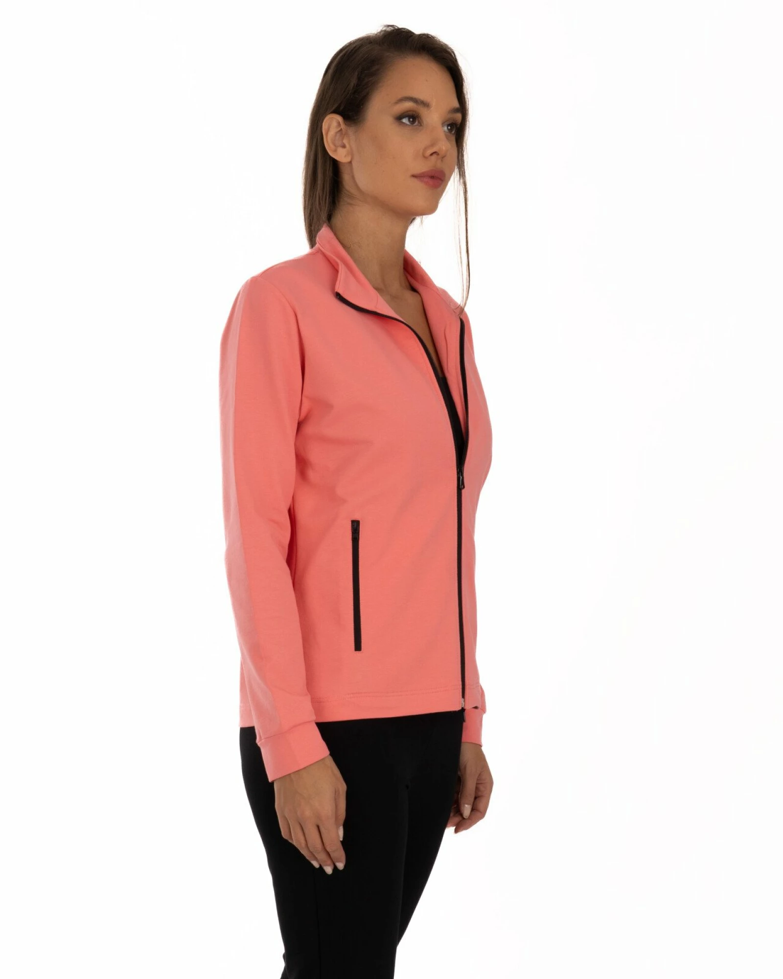 Jachetă coral bumbac elastan cu fermoar