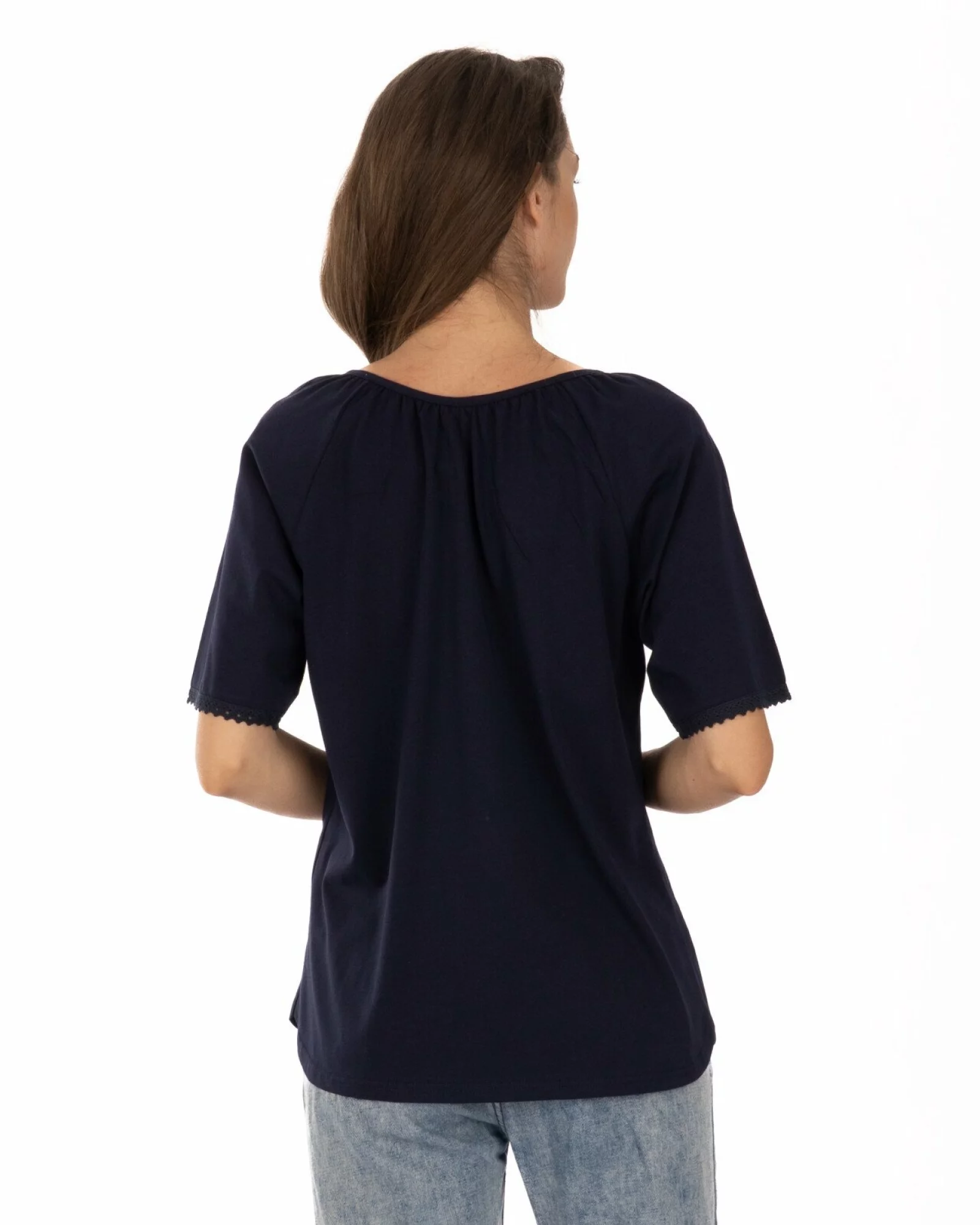 Tricou bleumarin bumbac cu imprimeu tradițional