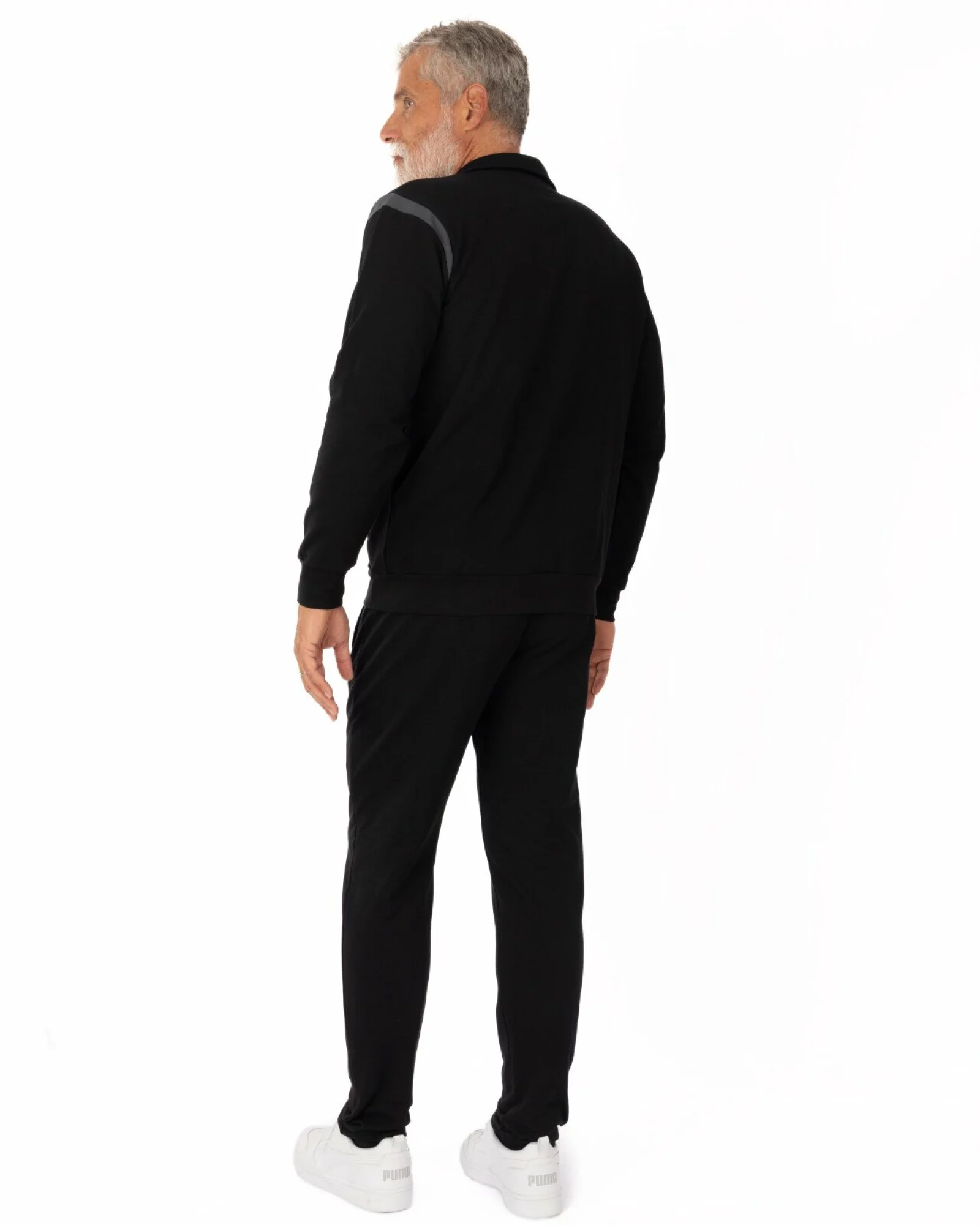 Trening negru bumbac elastan detalii discrete