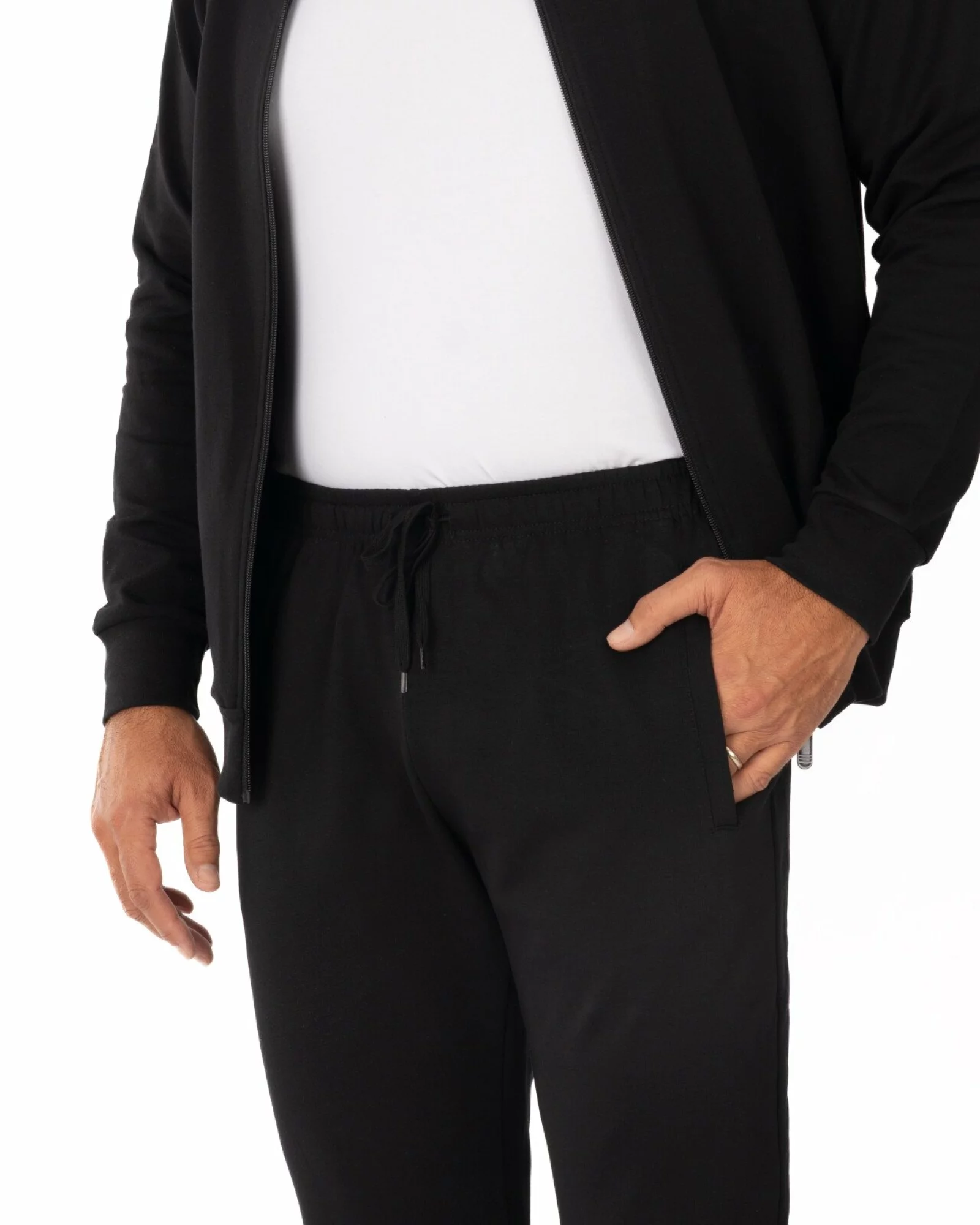 Trening negru bumbac elastan detalii discrete