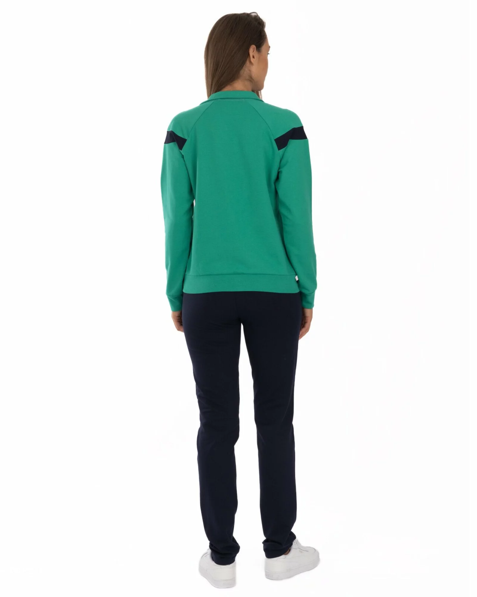 Trening verde bumbac elastan linii contrastante