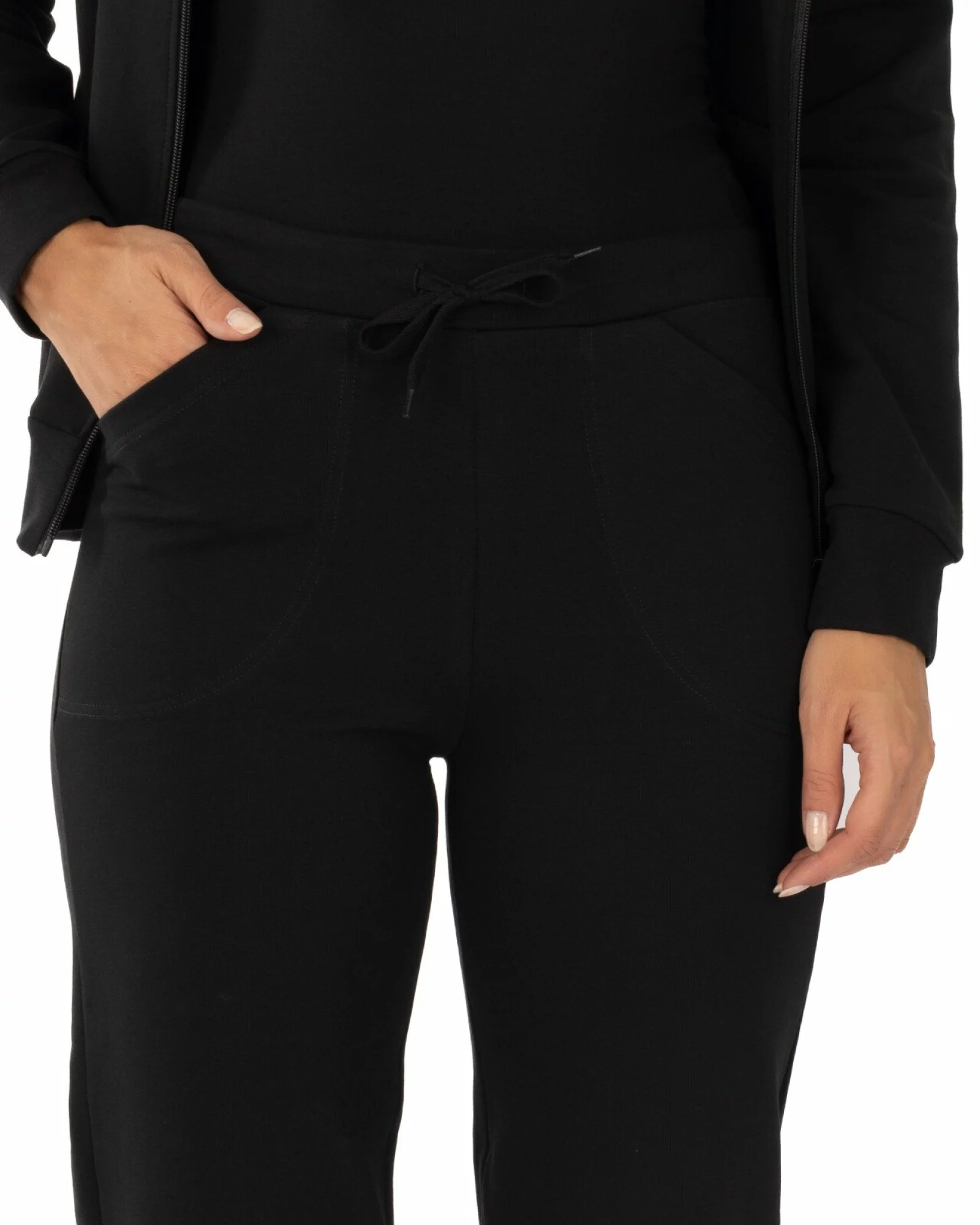 Trening negru bumbac elastan contur discret