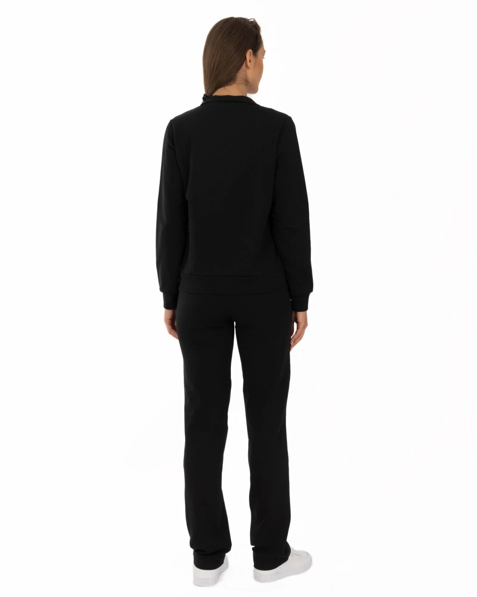 Trening negru bumbac elastan contur discret