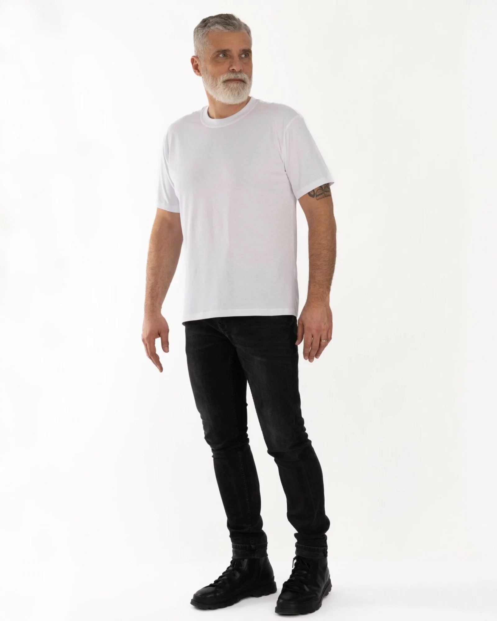 Tricou alb bumbac croi lejer