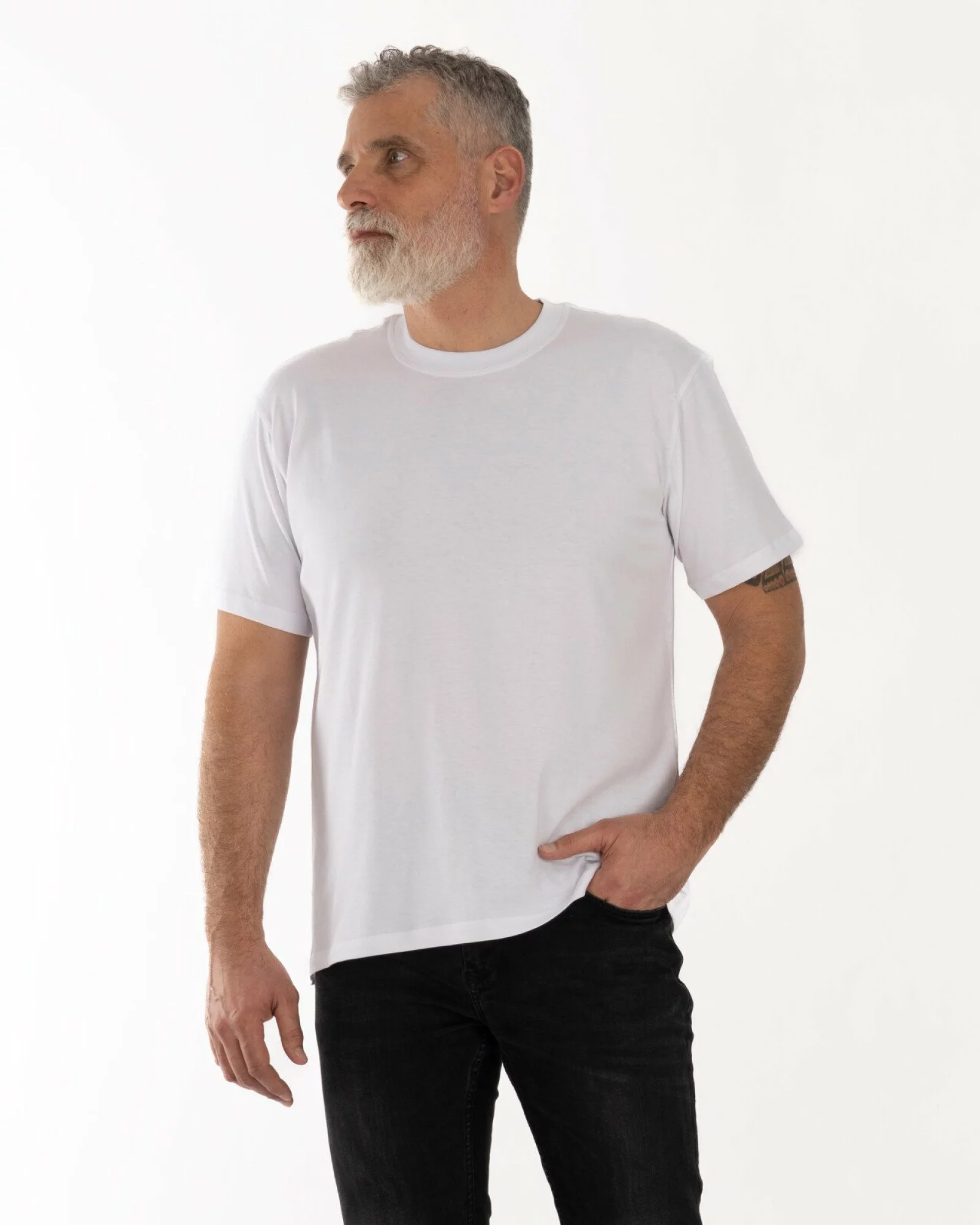 Tricou alb bumbac croi lejer