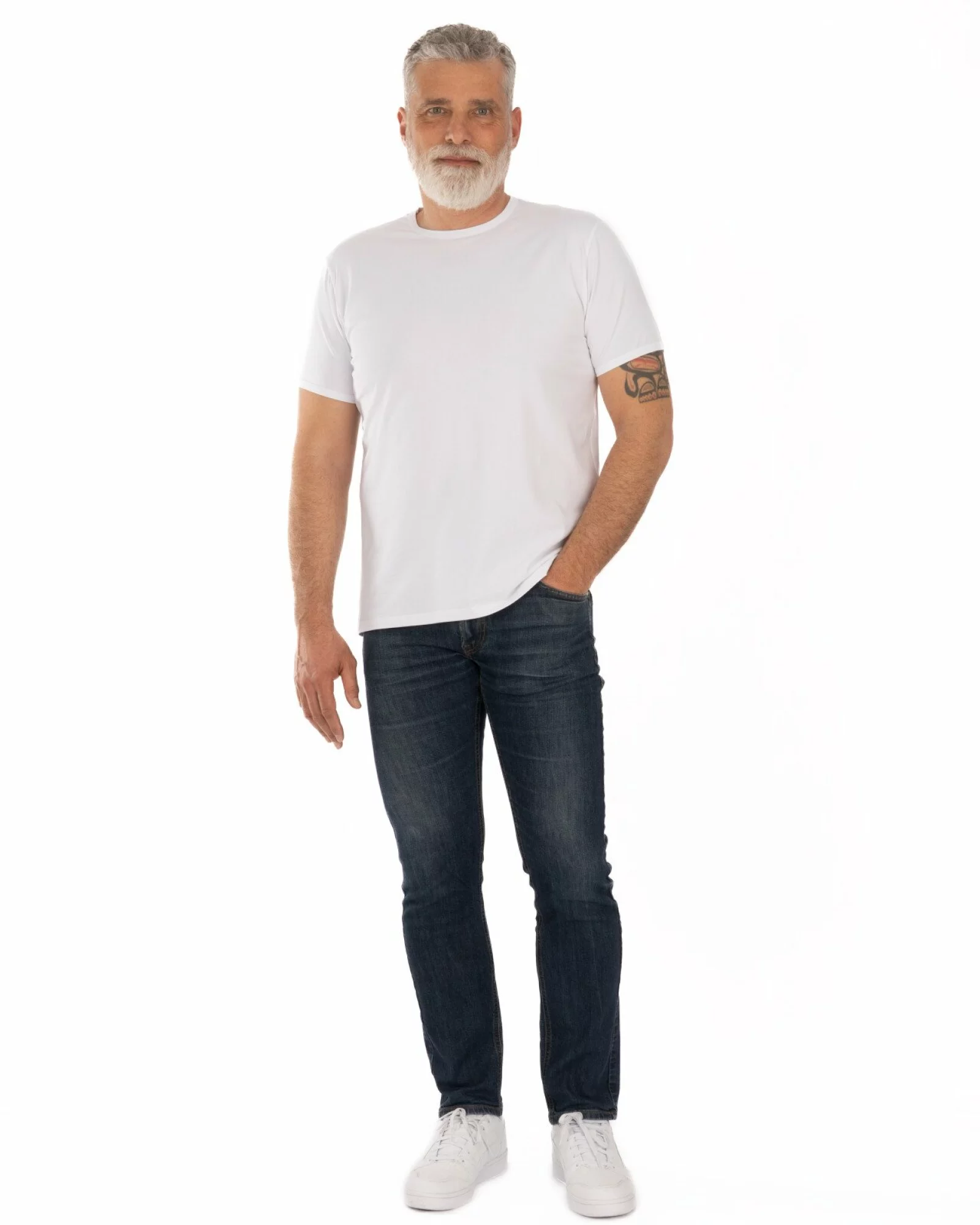 Tricou alb bumbac elastan