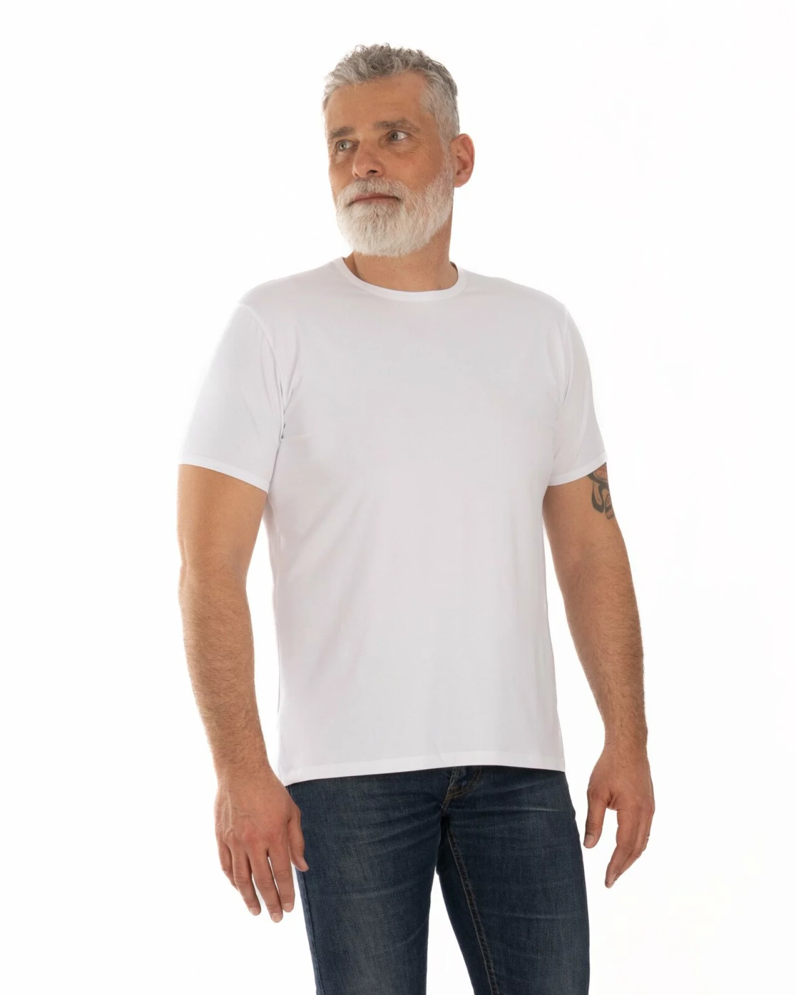 Tricou alb bumbac elastan