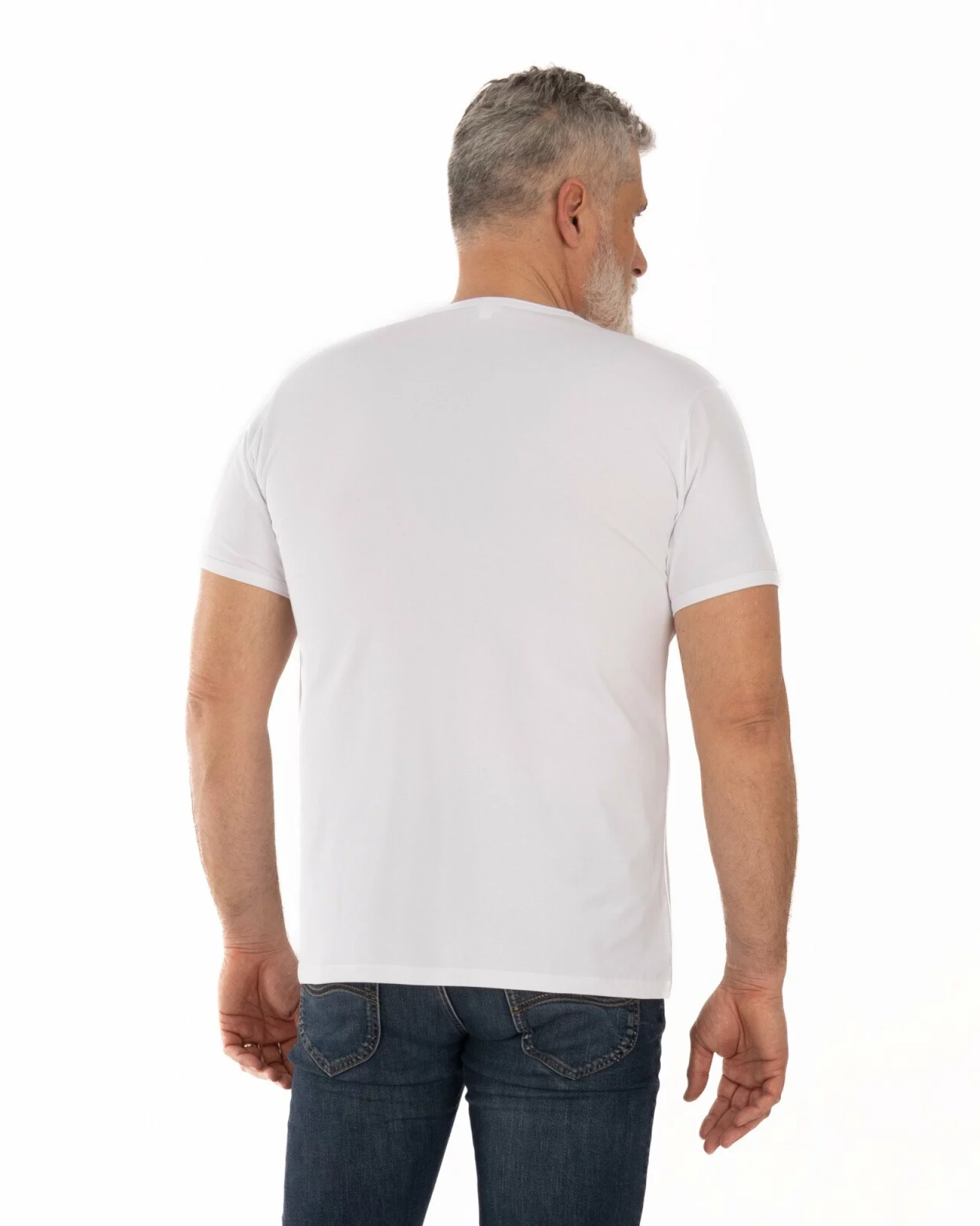 Tricou alb bumbac elastan
