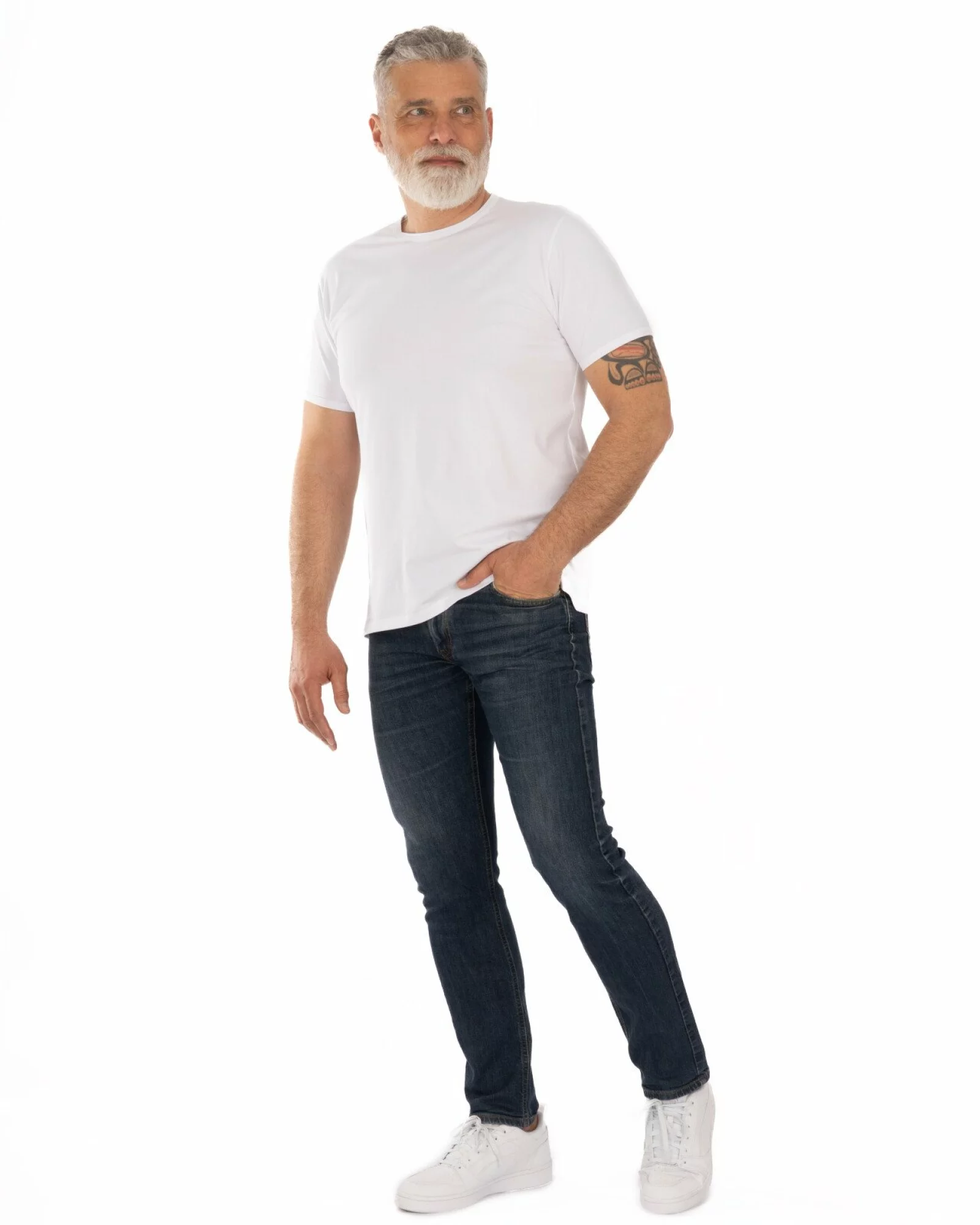 Tricou alb bumbac elastan