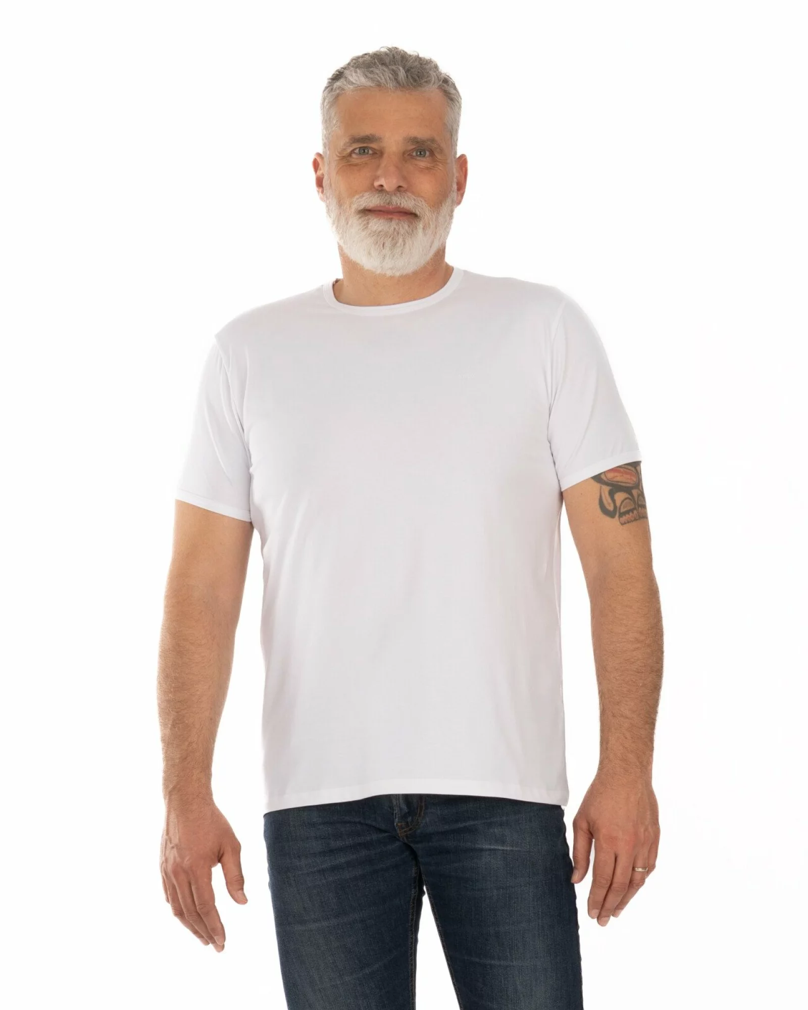 Tricou alb bumbac elastan