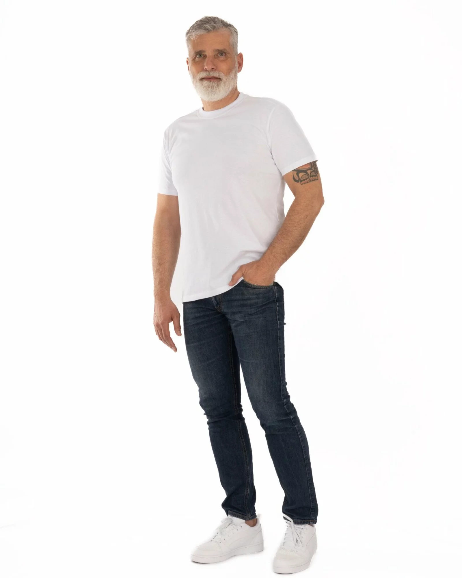 Tricou alb bumbac umăr translatat