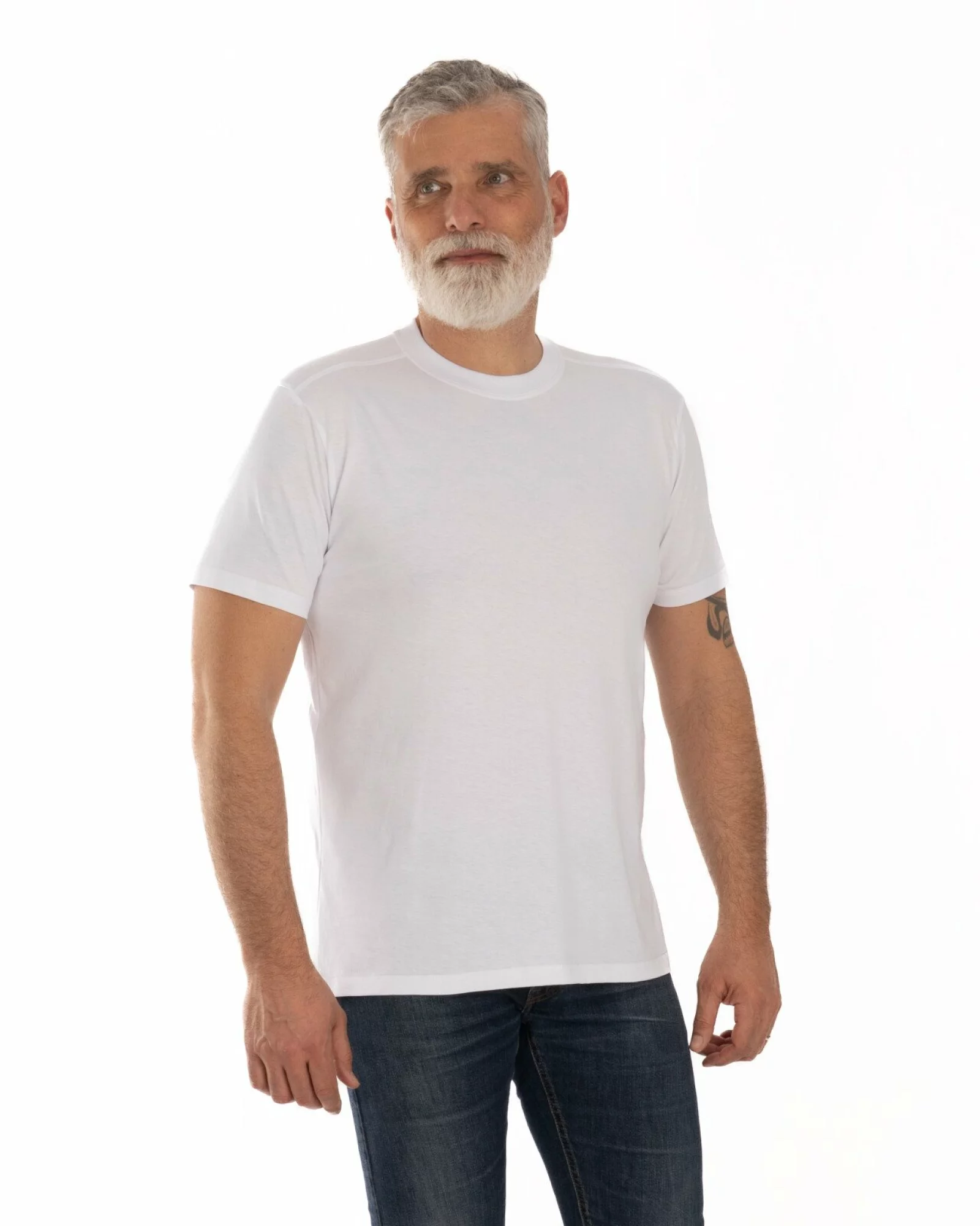 Tricou alb bumbac umăr translatat