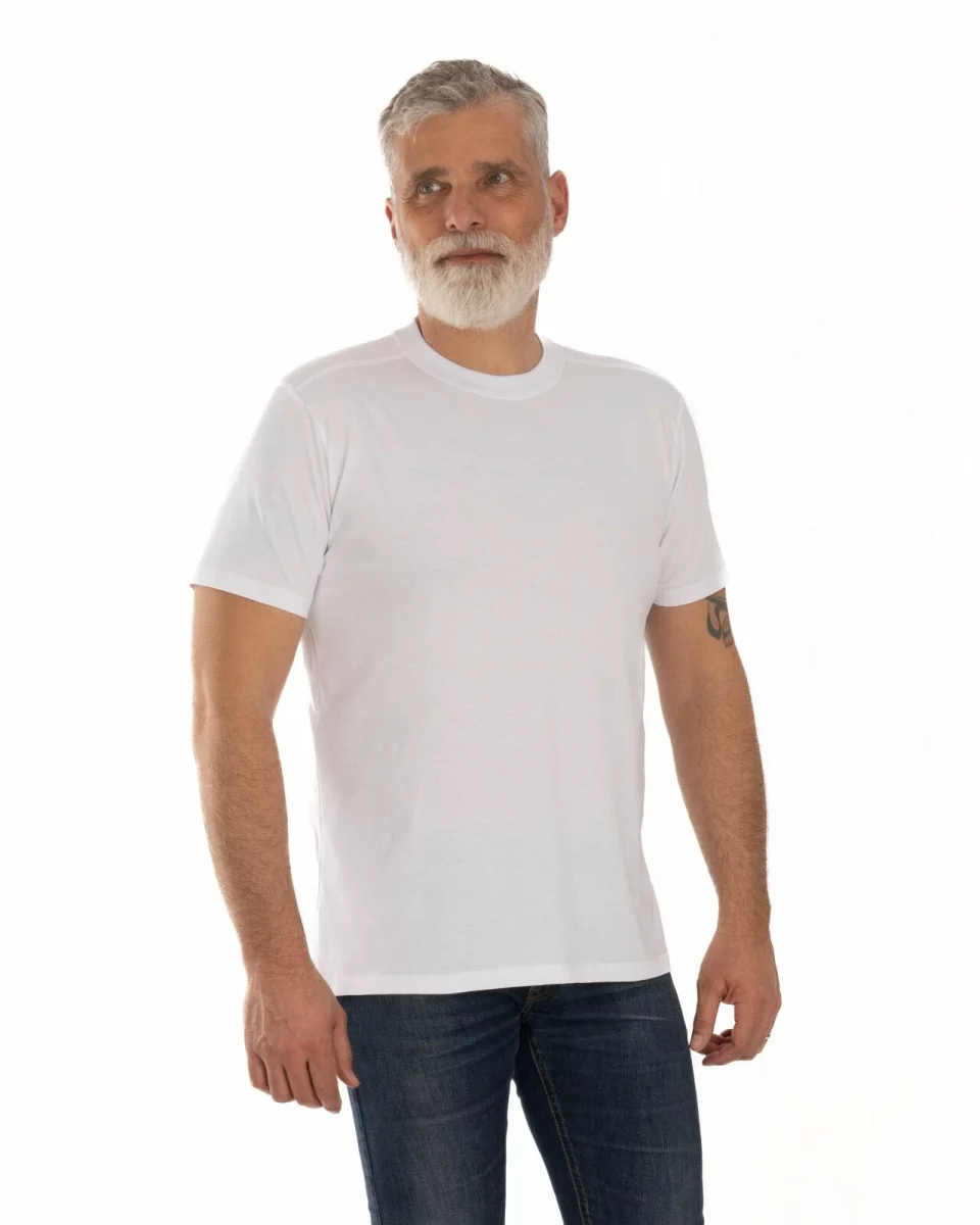 Tricou alb bumbac umăr translatat