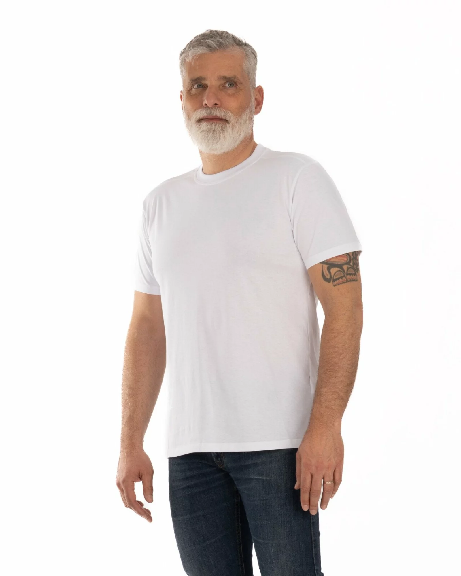 Tricou alb bumbac umăr translatat