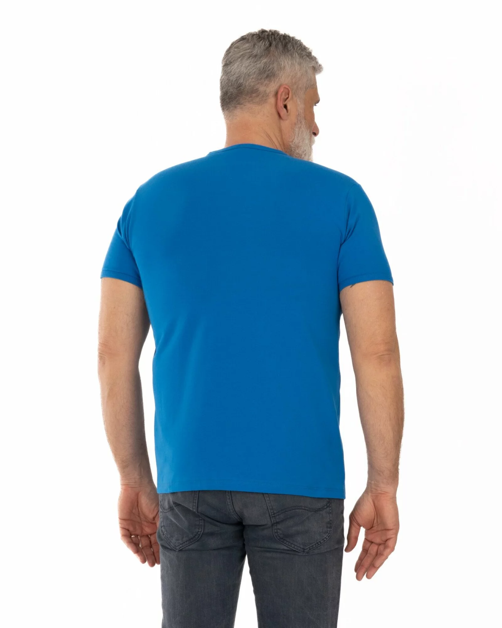 Tricou albastru electric bumbac elastan