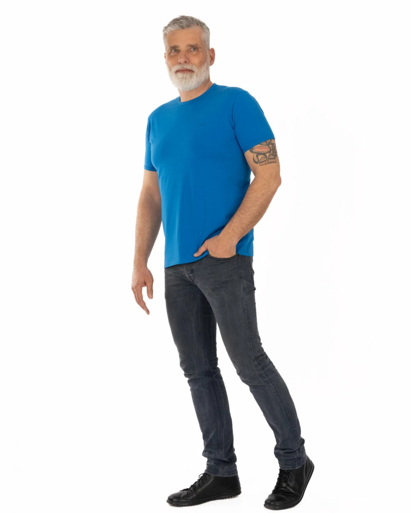 Tricou albastru electric bumbac elastan