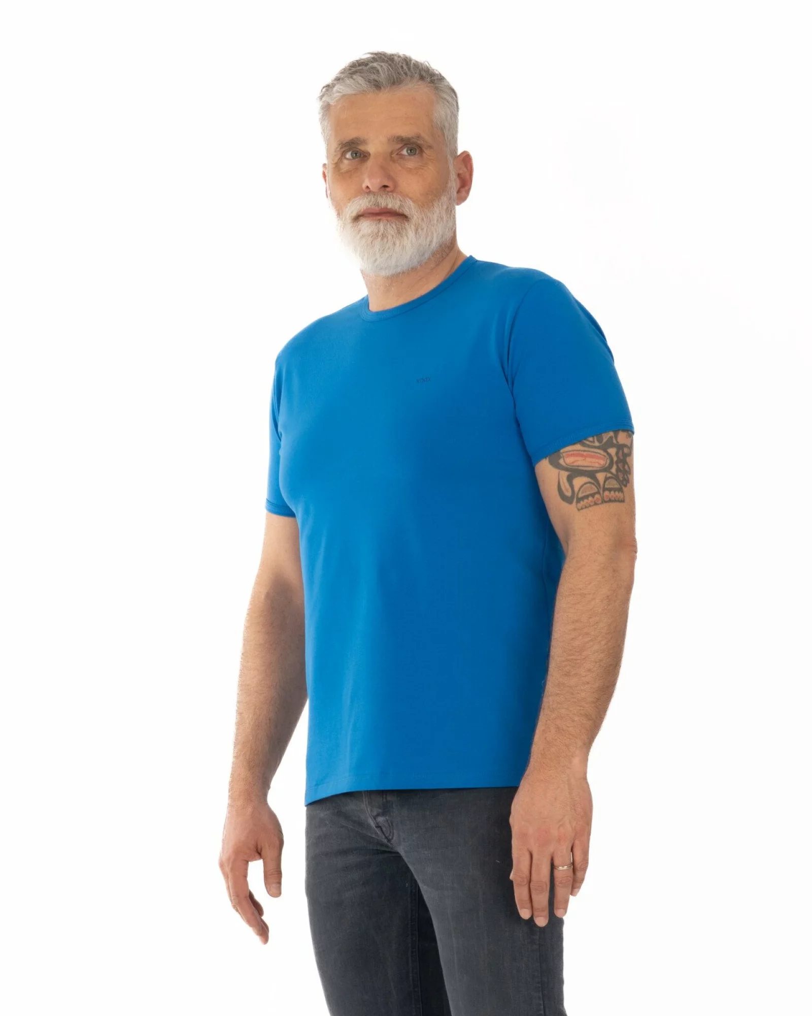 Tricou albastru electric bumbac elastan