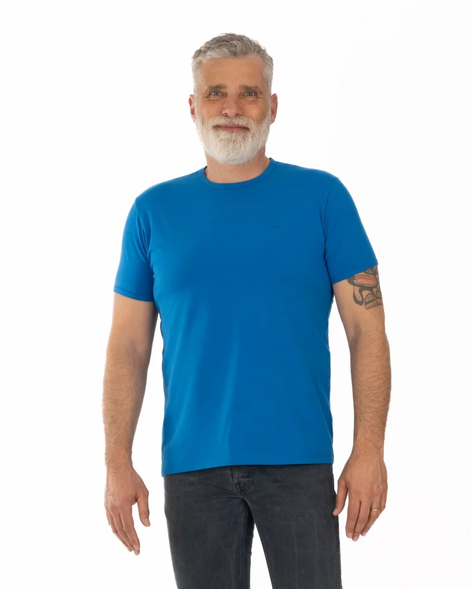 Tricou albastru electric bumbac elastan