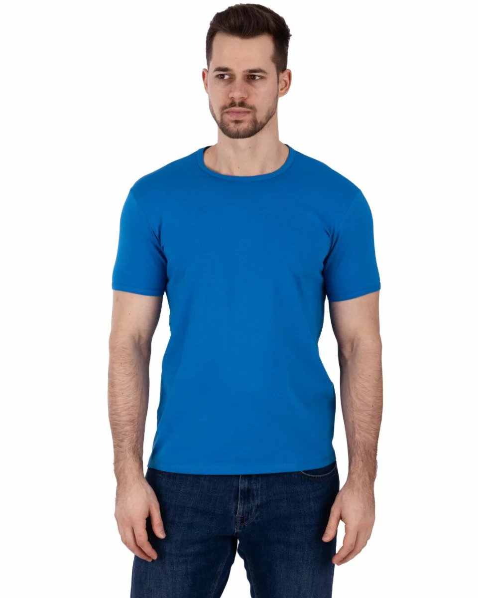Tricou albastru royal bumbac elastan