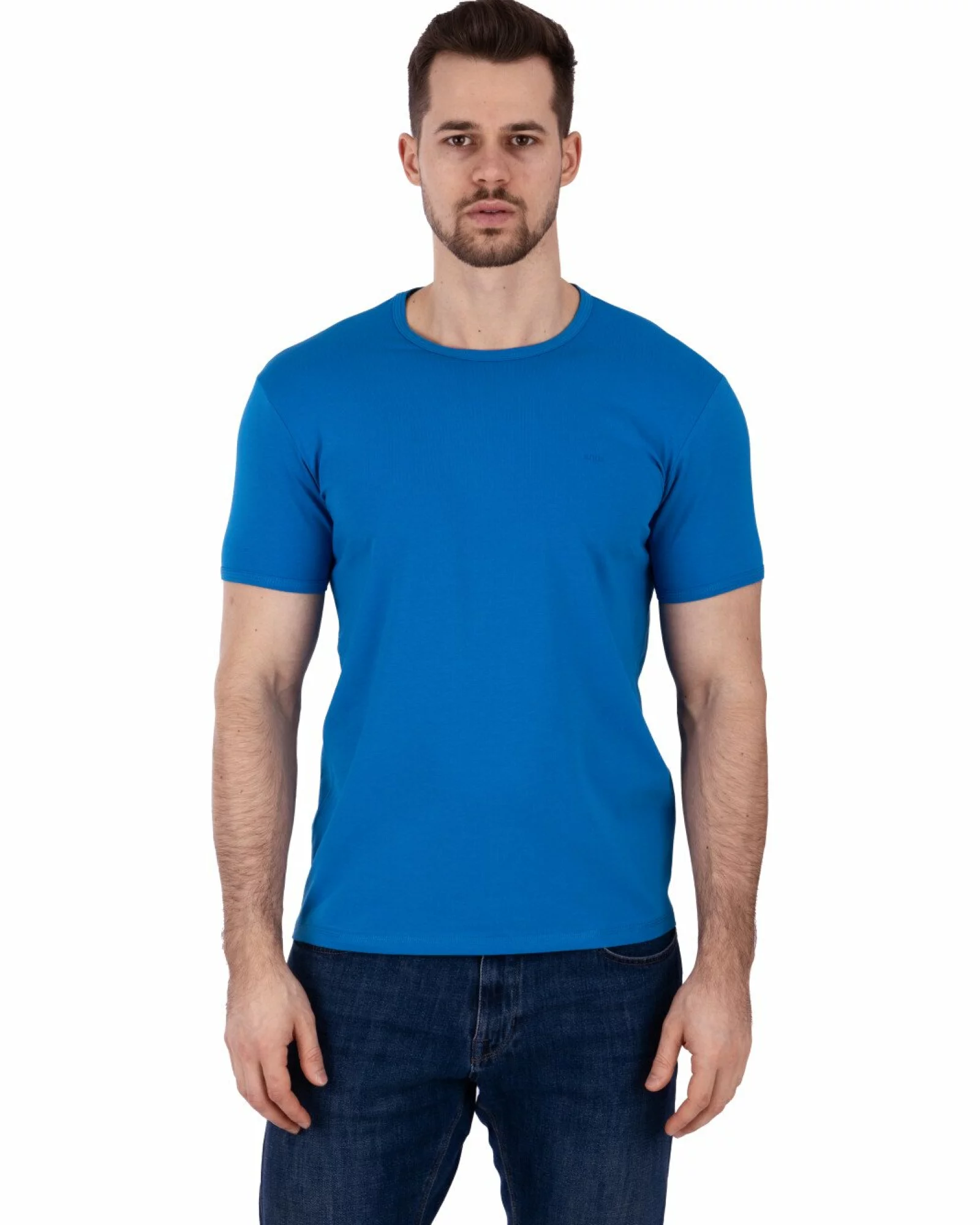 Tricou albastru royal bumbac elastan