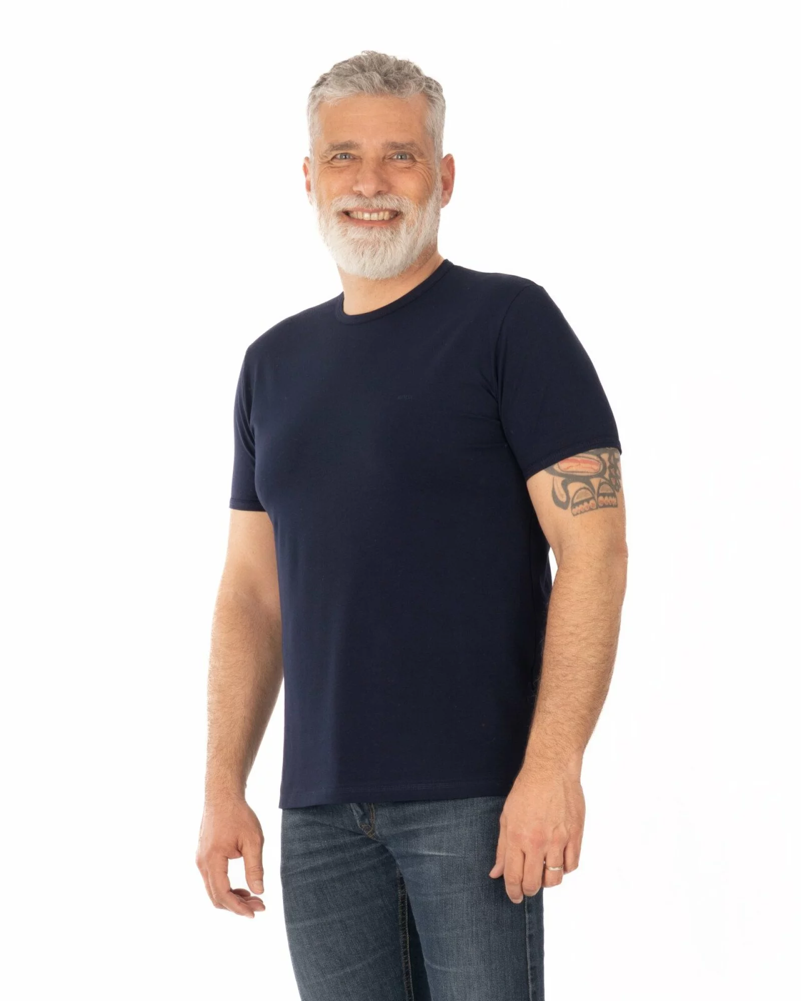 Tricou bleumarin bumbac elastan