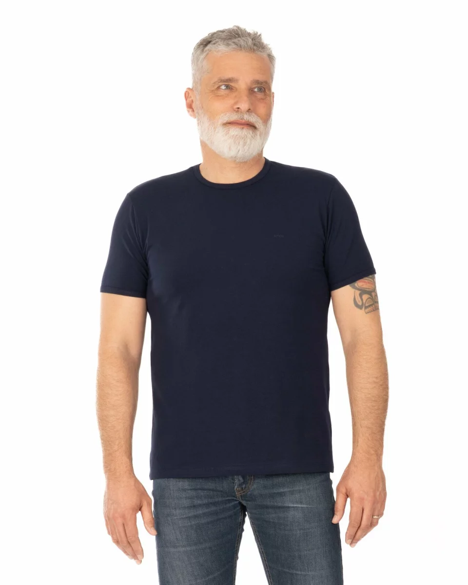 Tricou bleumarin bumbac elastan
