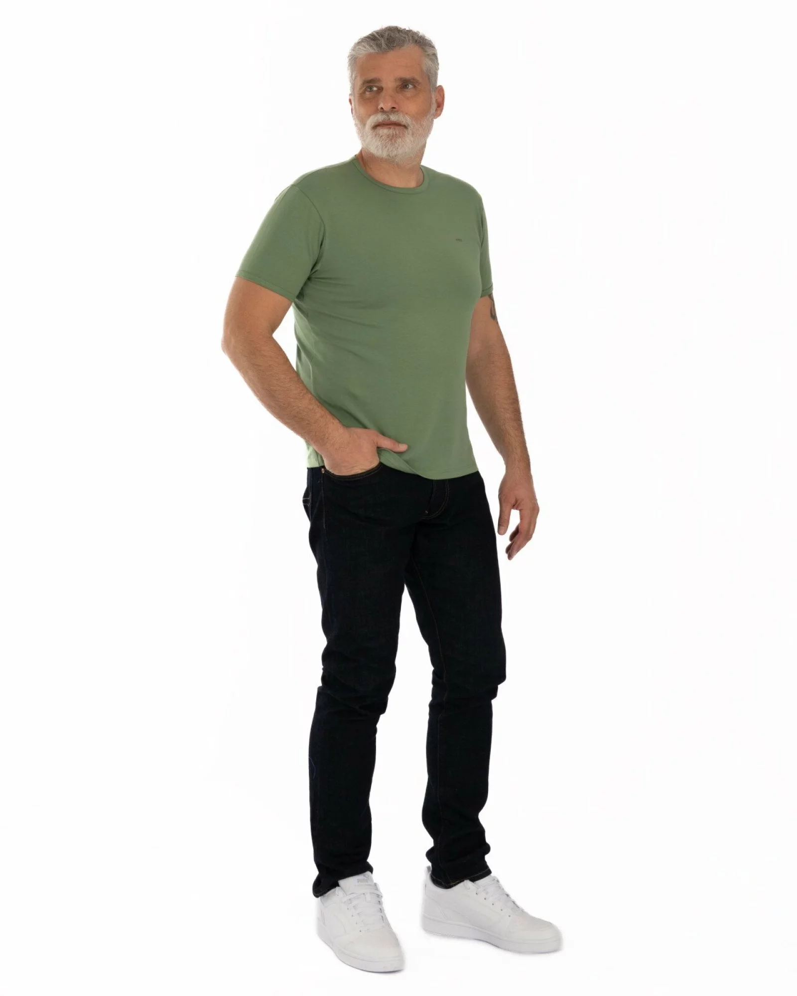 Tricou kaki bumbac elastan