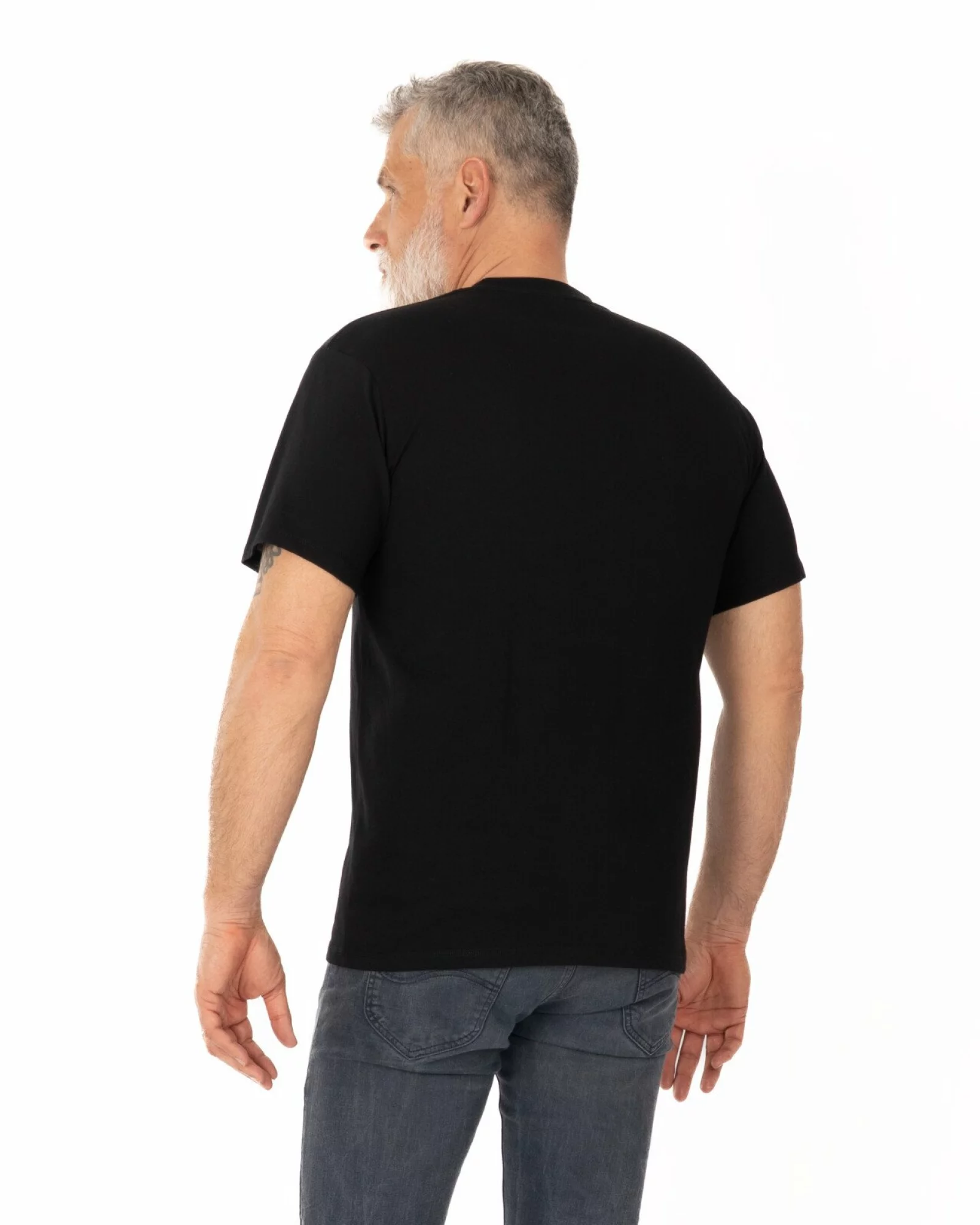 Tricou negru bumbac croi lejer