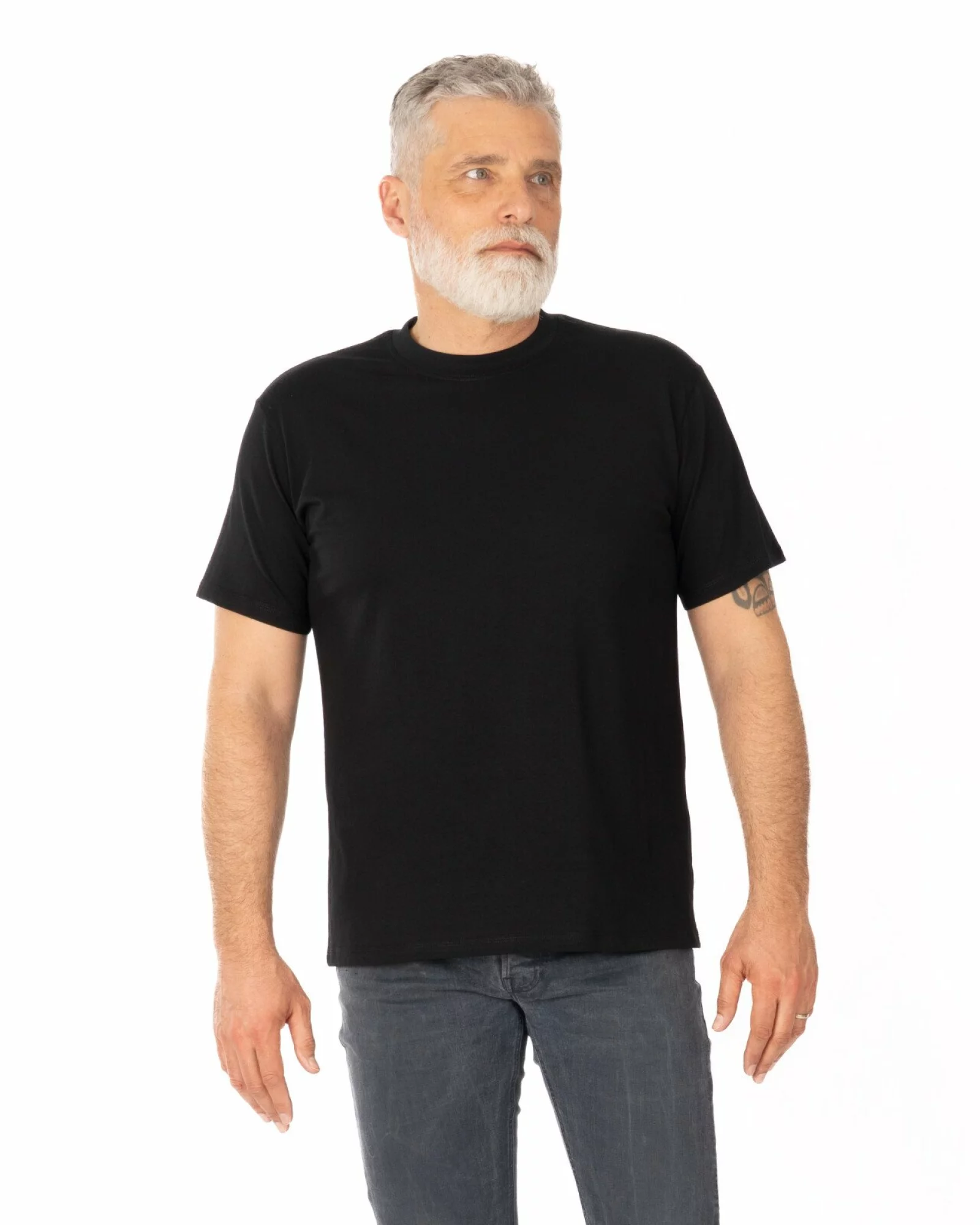 Tricou negru bumbac croi lejer