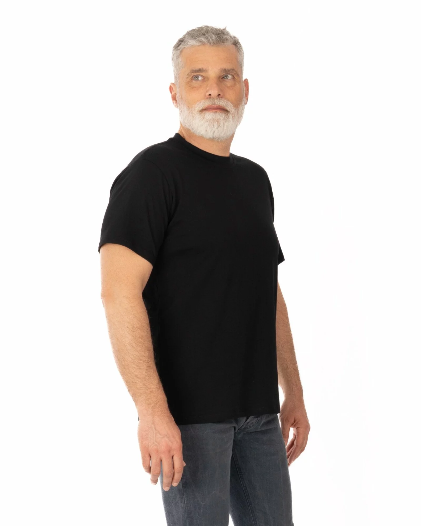 Tricou negru bumbac croi lejer