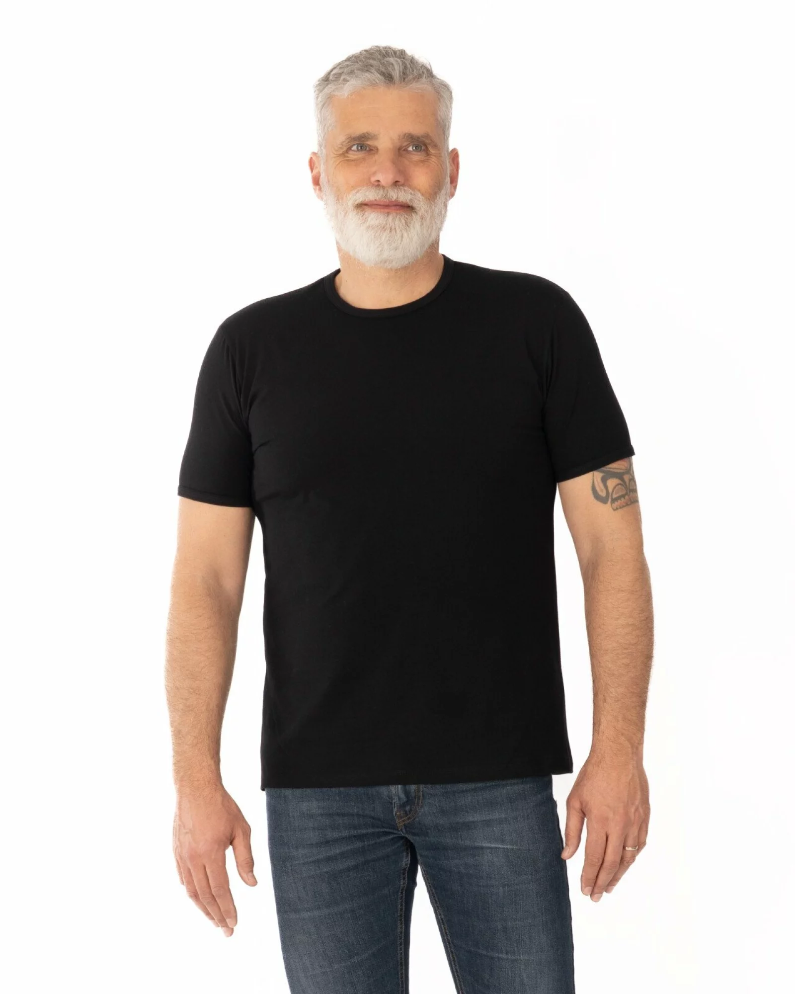 Tricou negru bumbac elastan