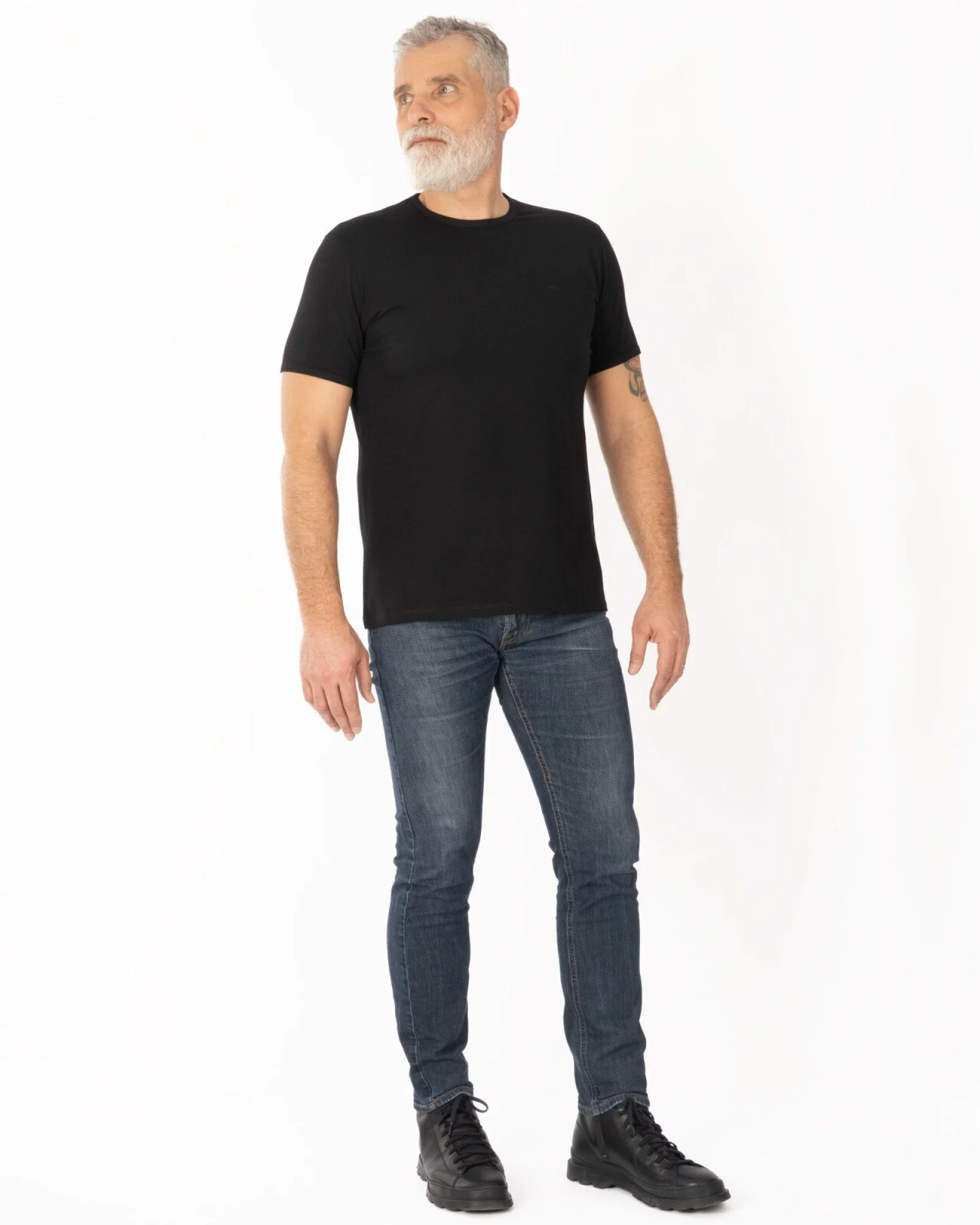 Tricou negru bumbac elastan