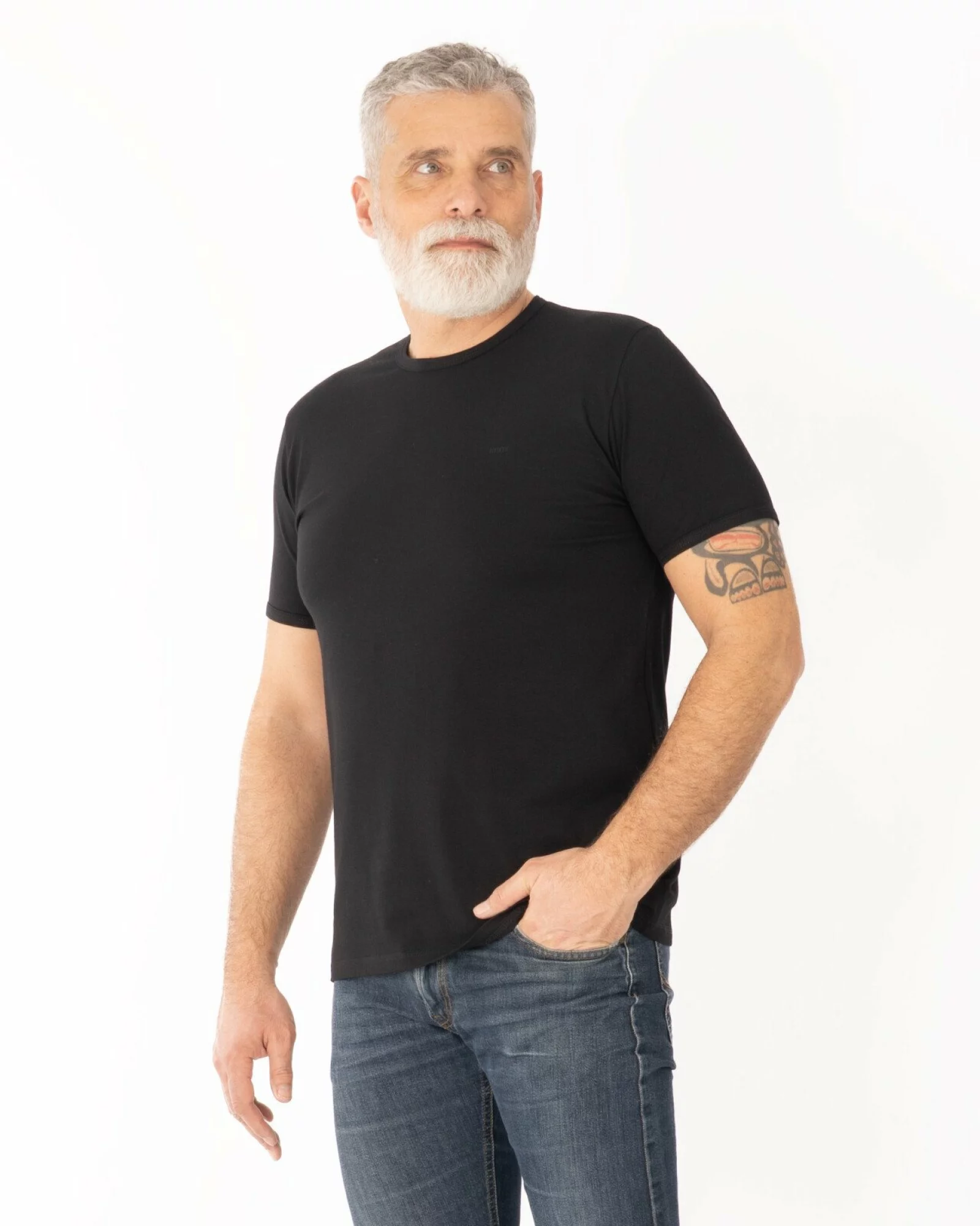 Tricou negru bumbac elastan