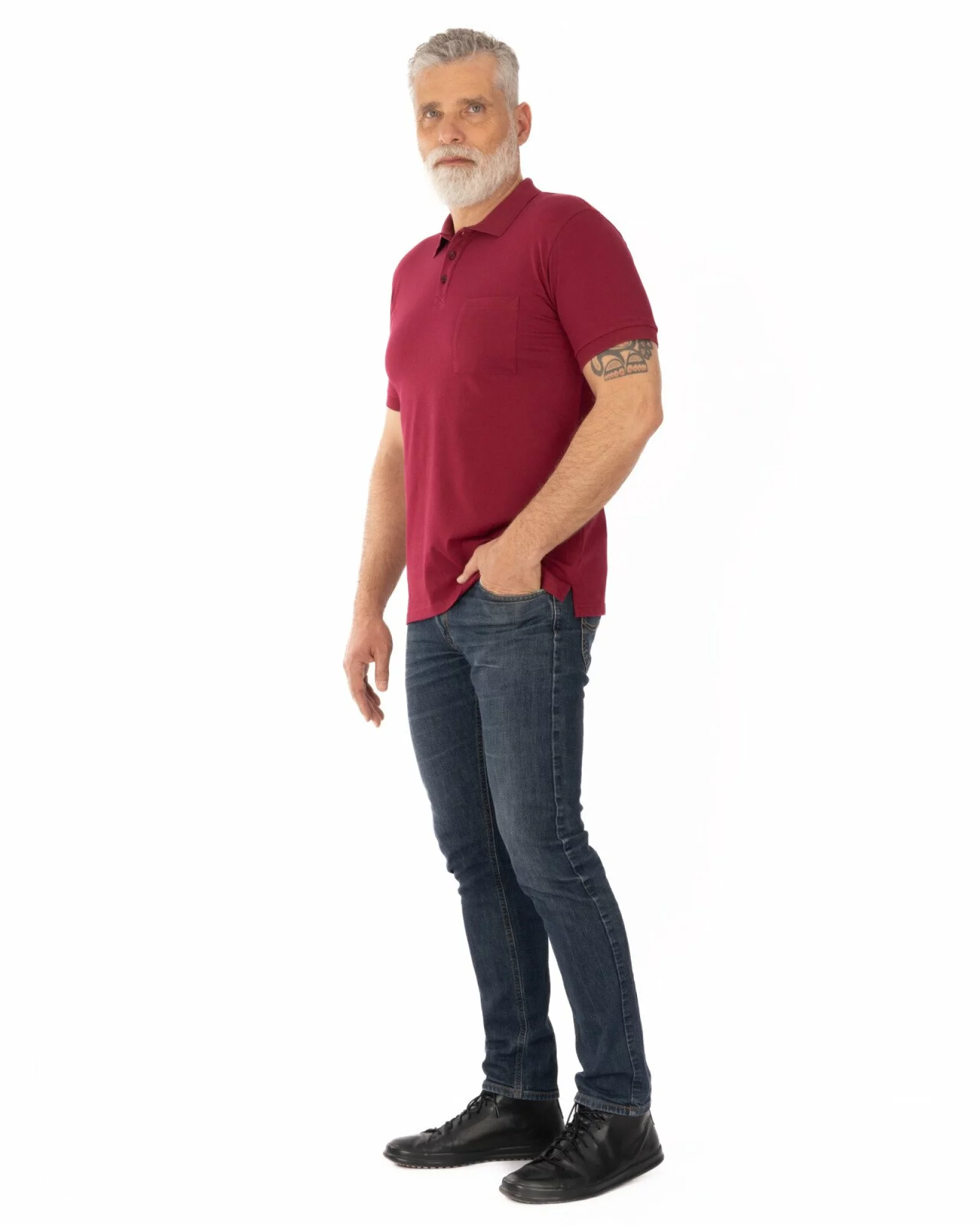 Tricou polo piquet bordo din bumbac cu buzunar