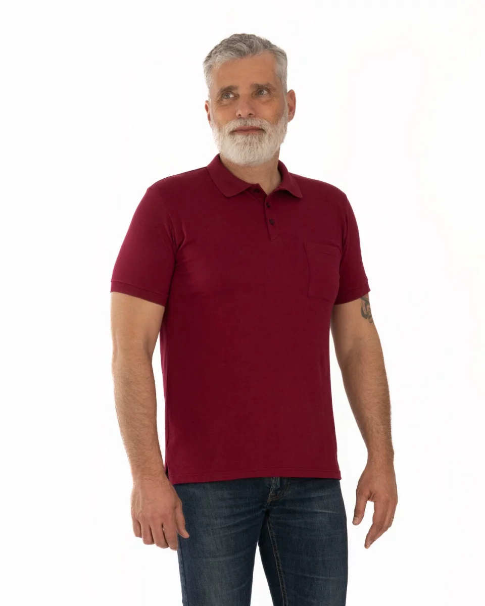 Tricou polo piquet bordo din bumbac cu buzunar