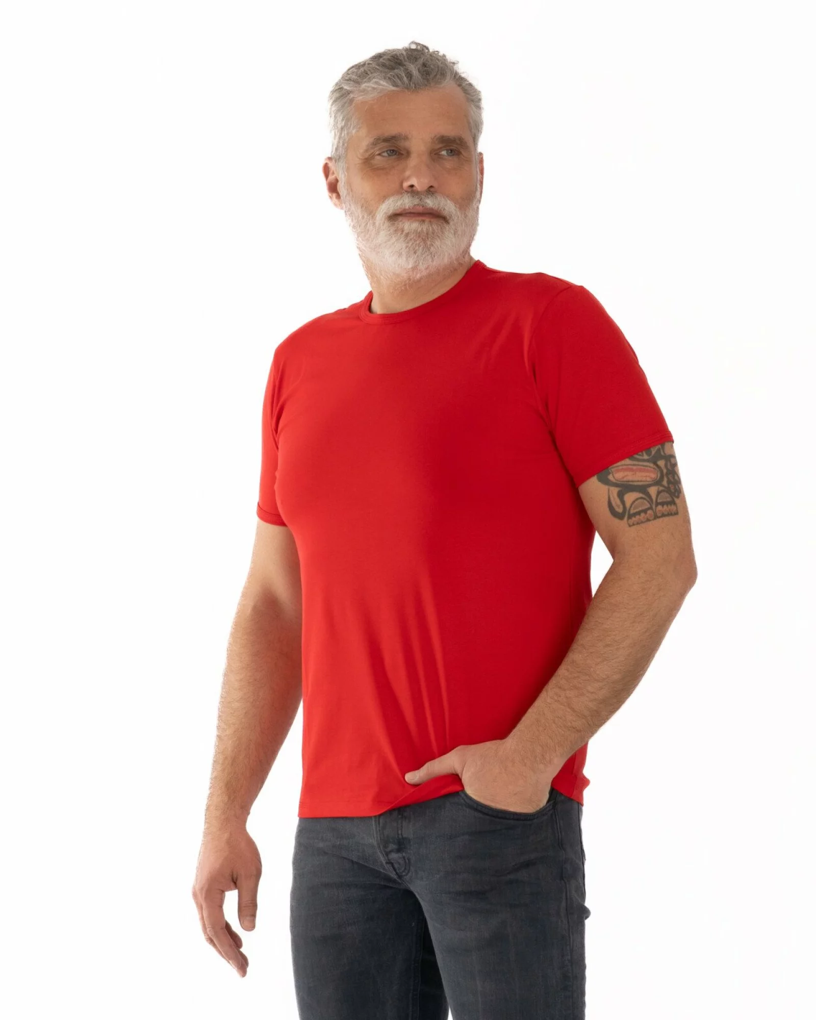 Tricou roșu bumbac elastan