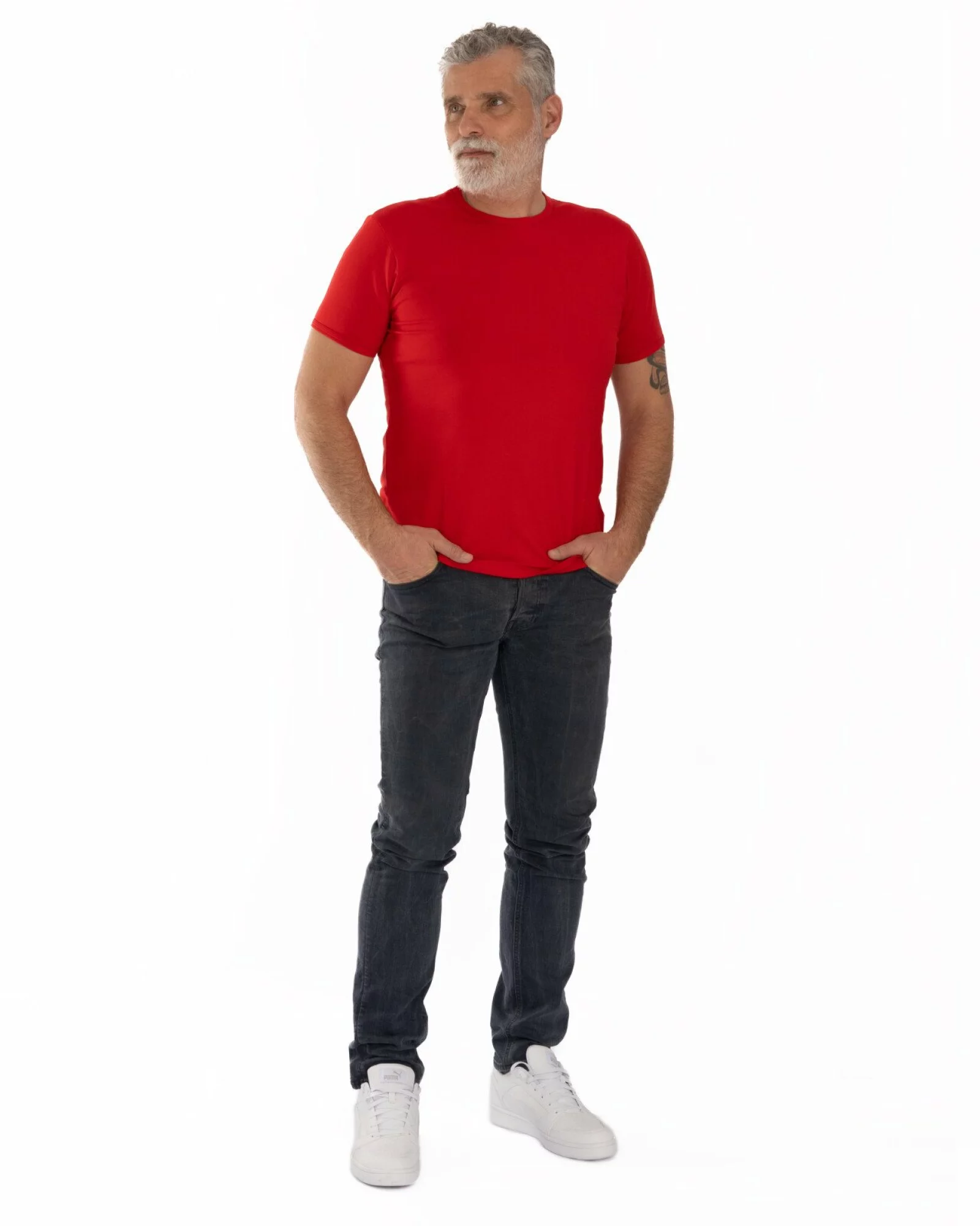 Tricou roșu bumbac elastan