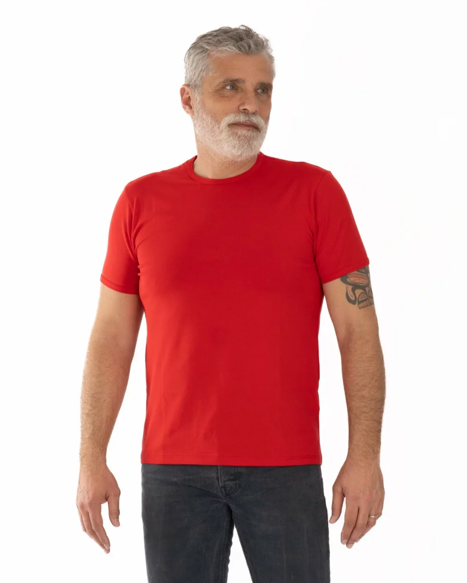 Tricou roșu bumbac elastan
