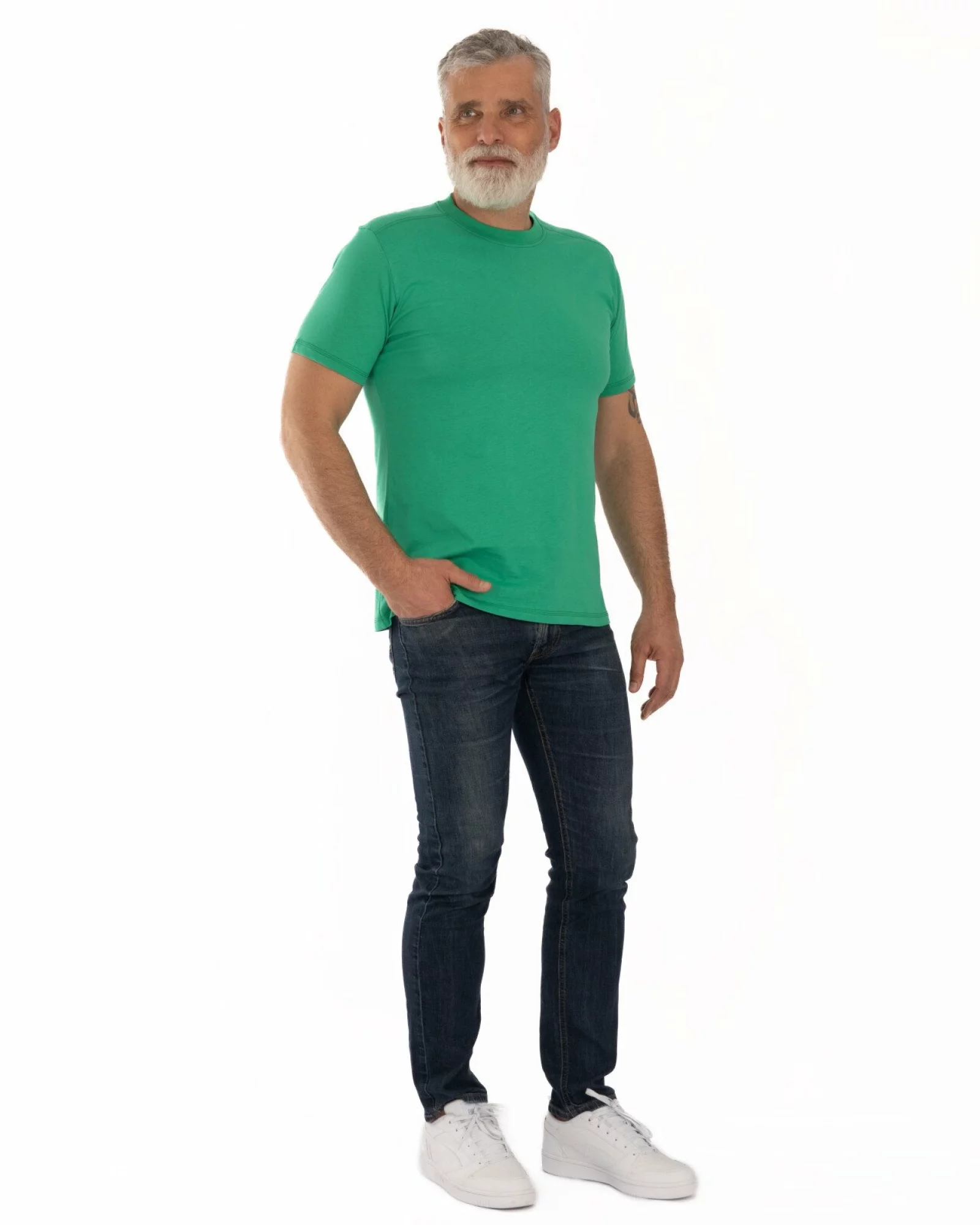 Tricou verde bumbac umăr translatat