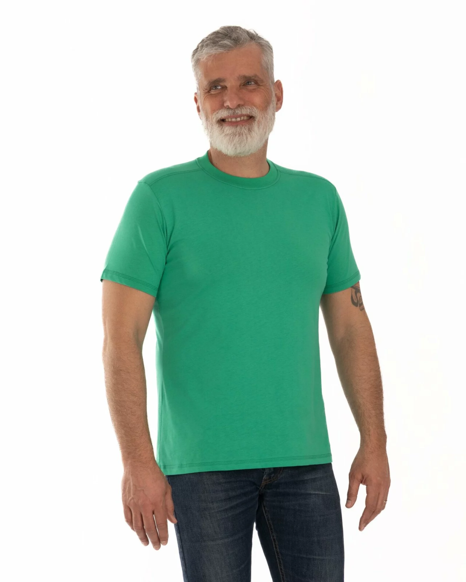 Tricou verde bumbac umăr translatat