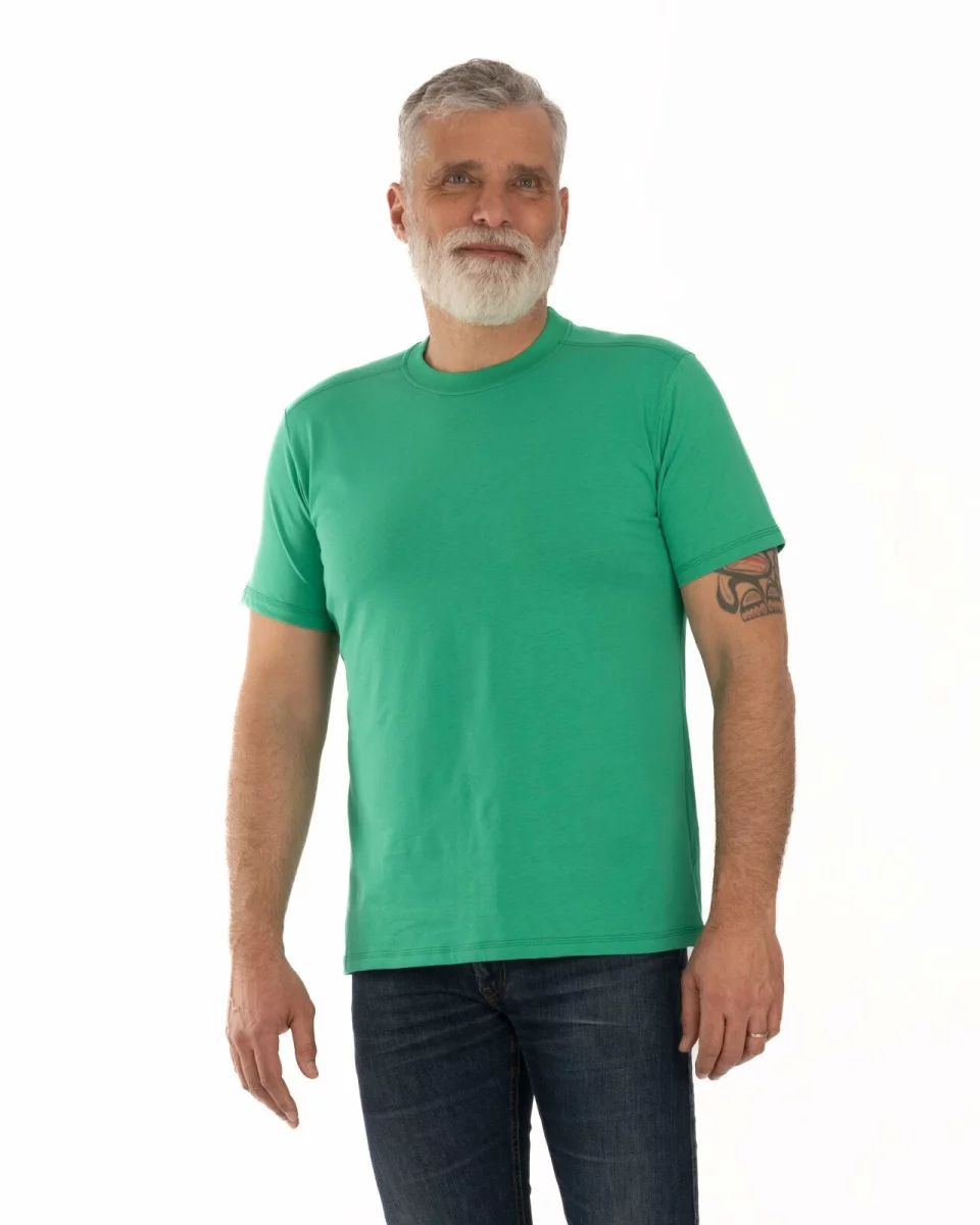 Tricou verde bumbac umăr translatat