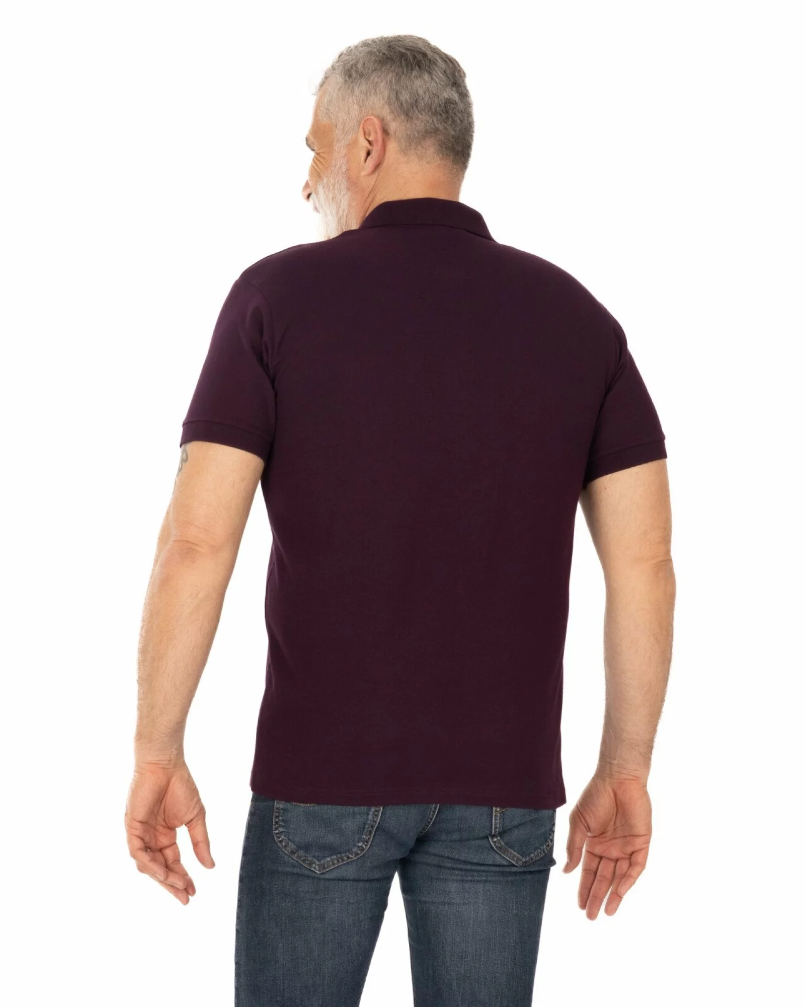 Tricou polo pique mov prună din bumbac cu inserție imprimată