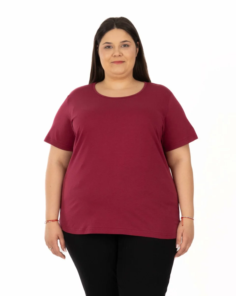 Tricou mărimi mari bordo din bumbac