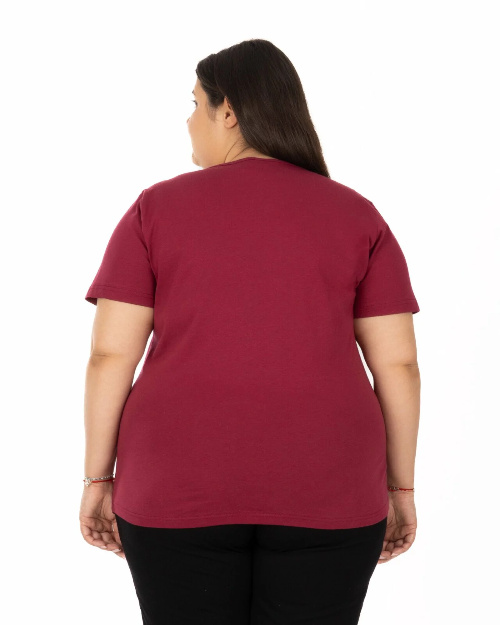 Tricou mărimi mari bordo din bumbac