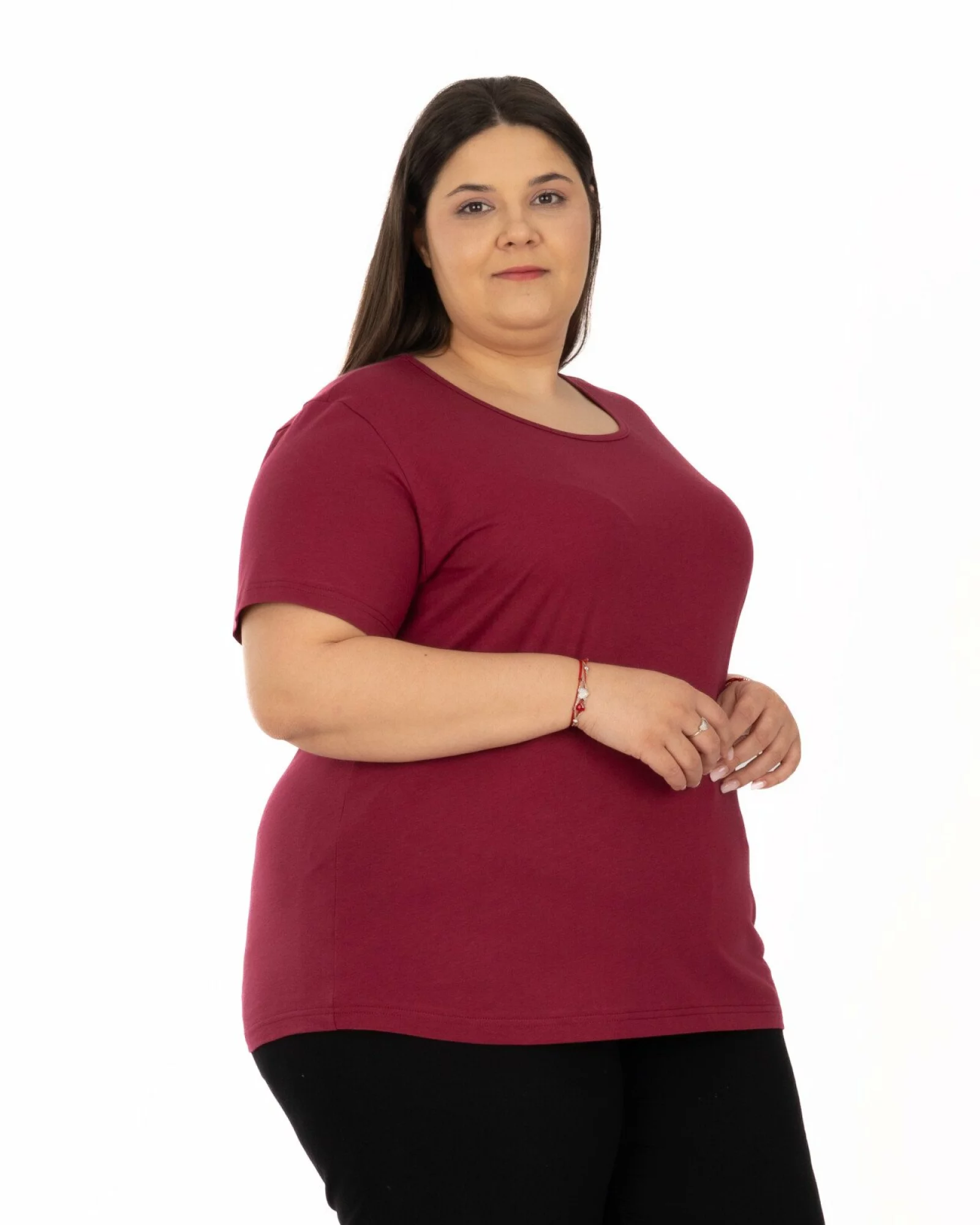 Tricou mărimi mari bordo din bumbac