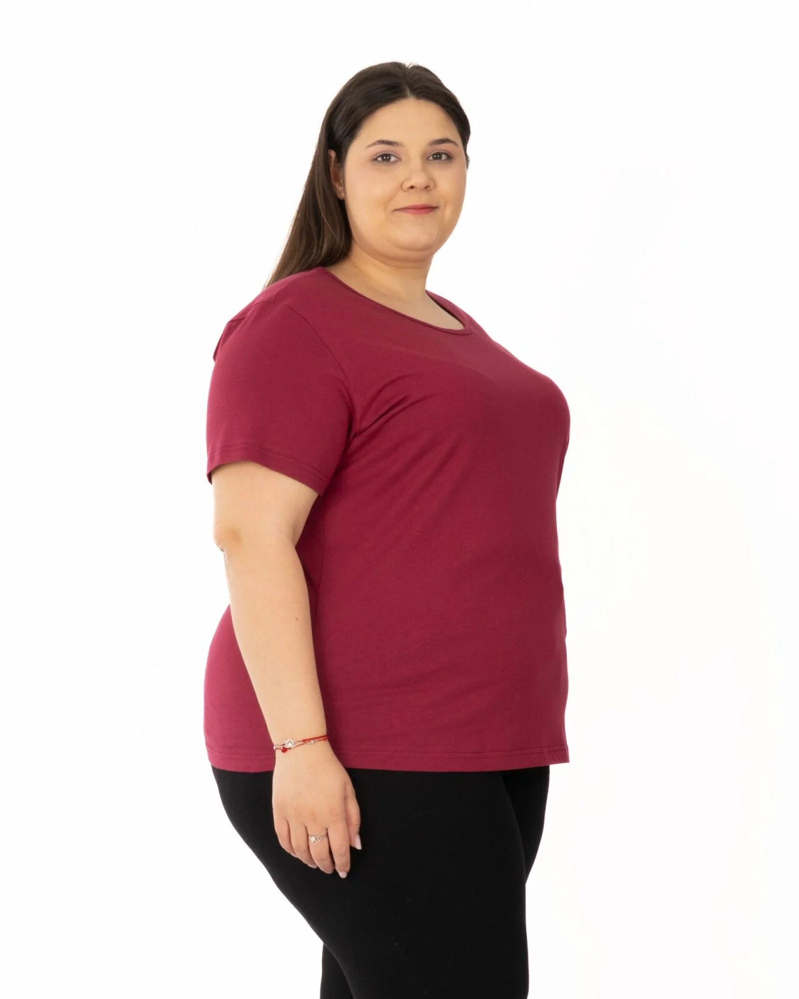 Tricou mărimi mari bordo din bumbac