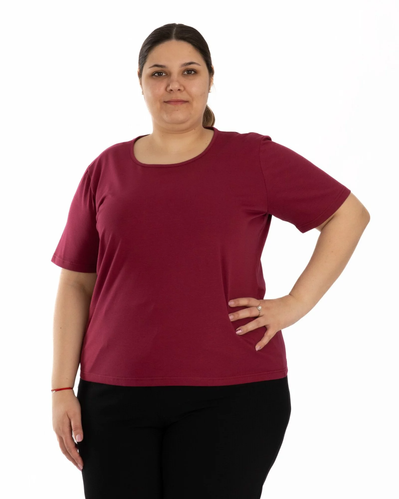 Tricou marimi mari bordo din bumbac elastan